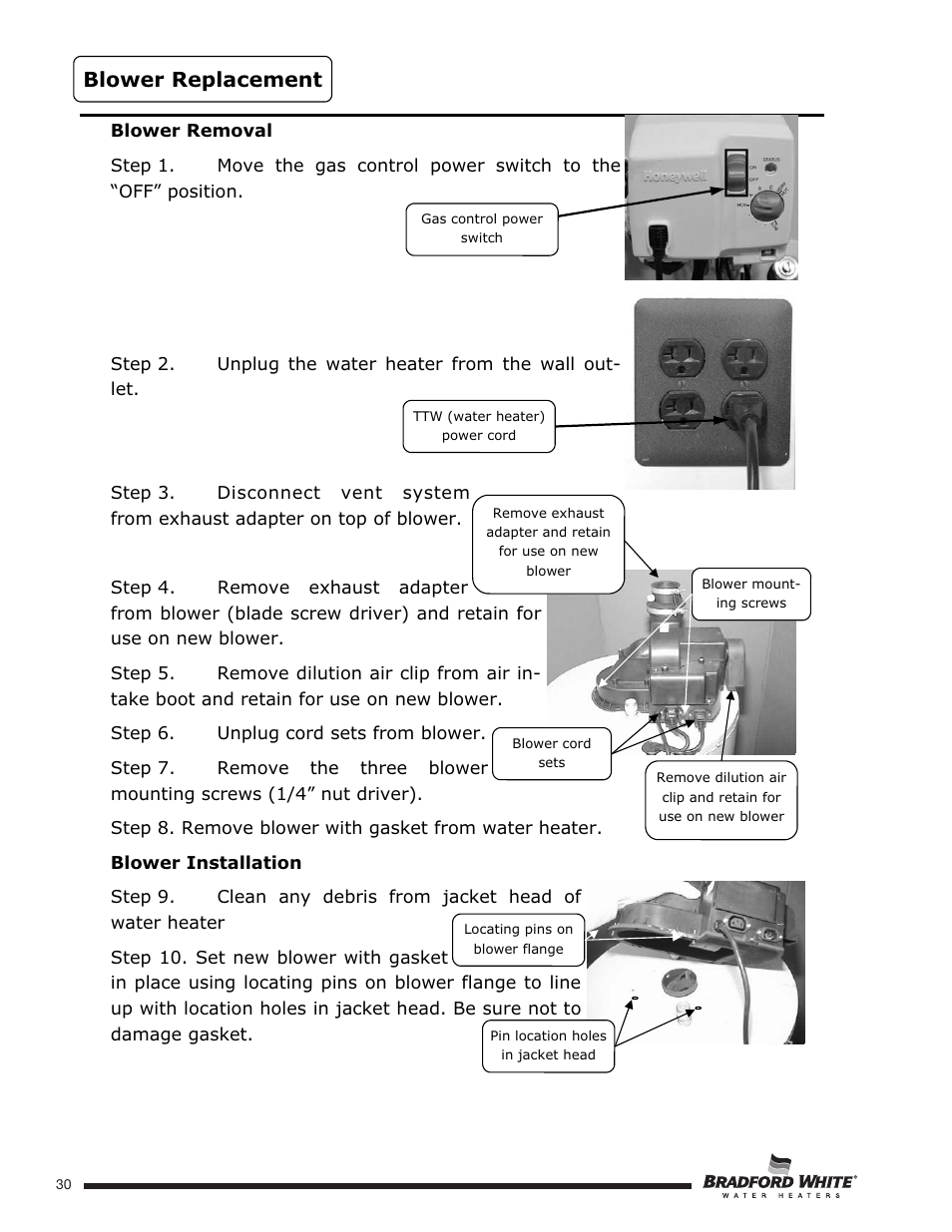 Blower replacement | Bradford White U-TW4-75S-76R-3N User Manual | Page 30 / 52