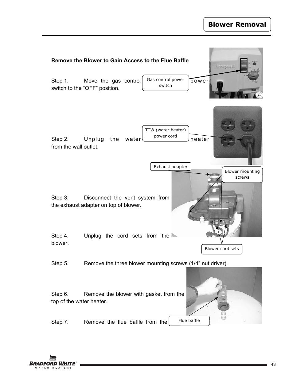 Blower removal | Bradford White U-TW4-75S-76R-3N User Manual | Page 43 / 52