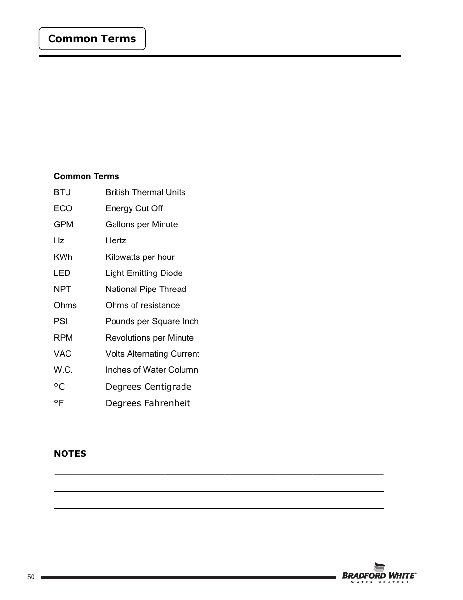 Bradford White U-TW4-75S-76R-3N User Manual | Page 50 / 52