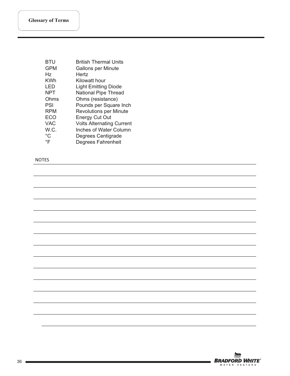 Bradford White U-TW4-75S-76R-3N User Manual | Page 36 / 40