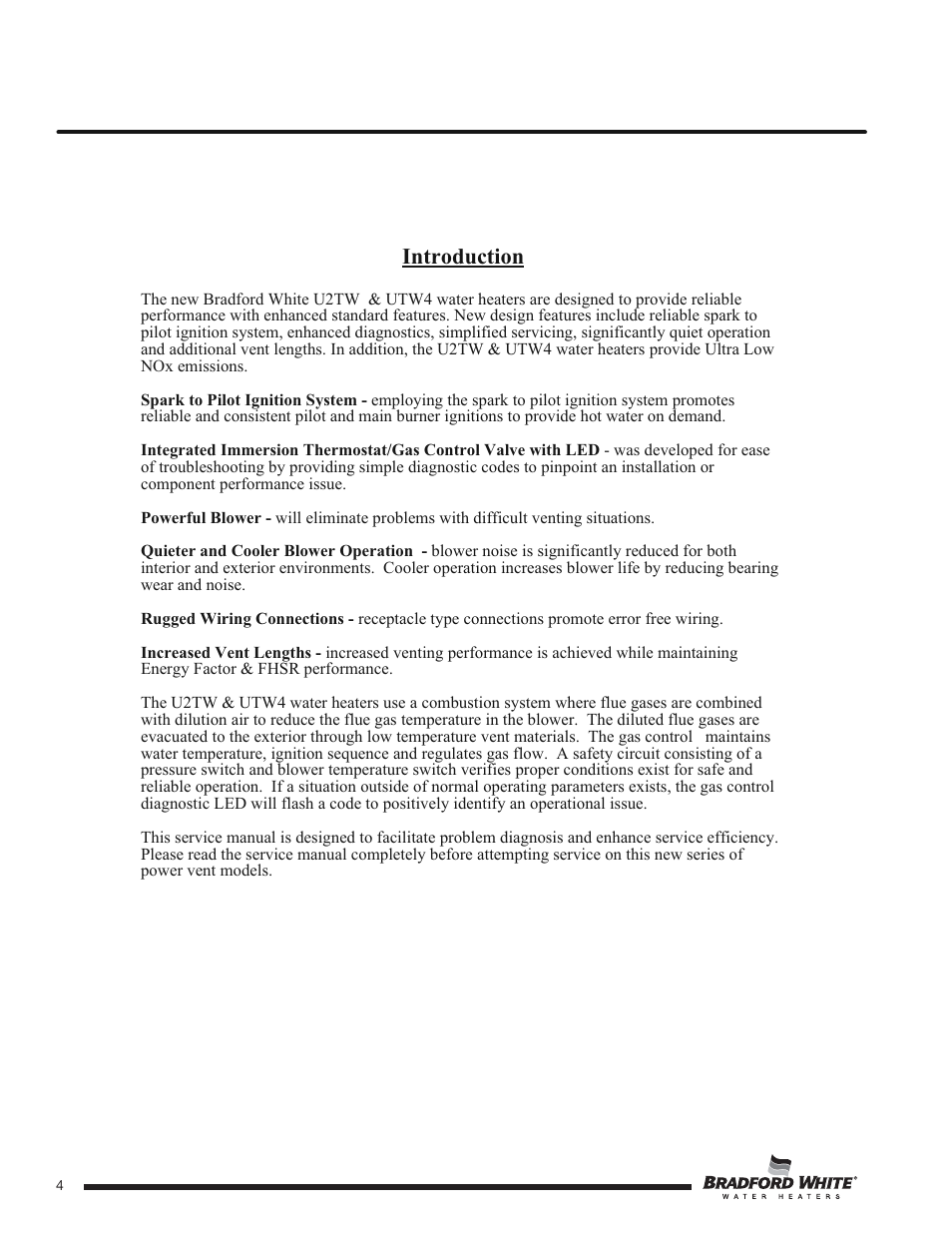 Introduction | Bradford White U-TW4-75S-76R-3N User Manual | Page 4 / 40