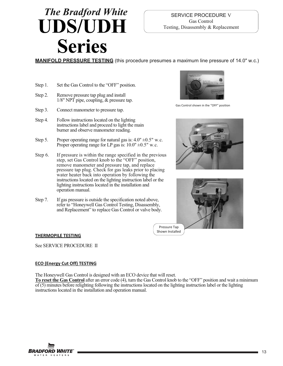 The bradford white | Bradford White UDH-75T-50FR-3N User Manual | Page 13 / 28