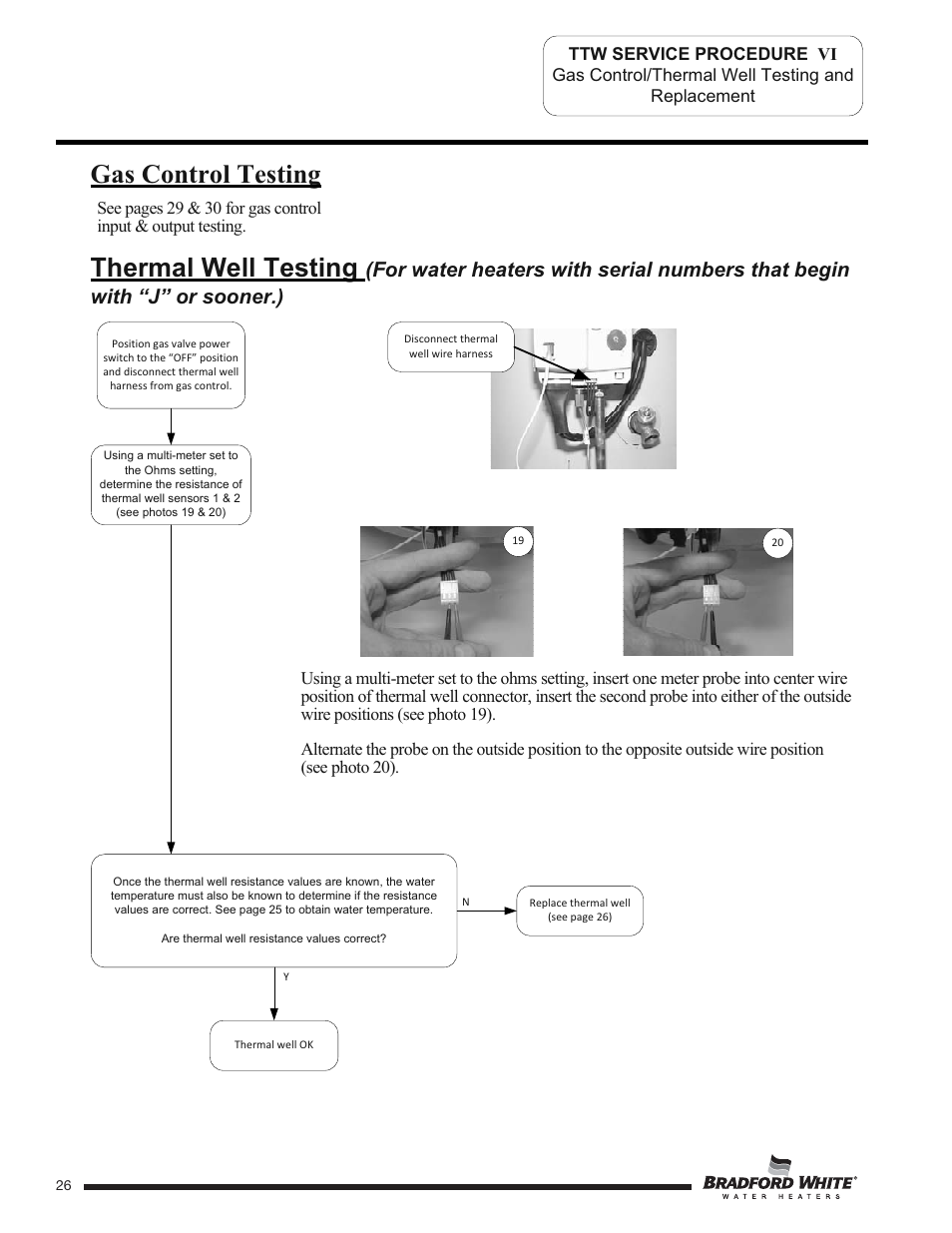 Thermal well testing, Gas control testing | Bradford White TW4-75S-76B-3X User Manual | Page 26 / 40