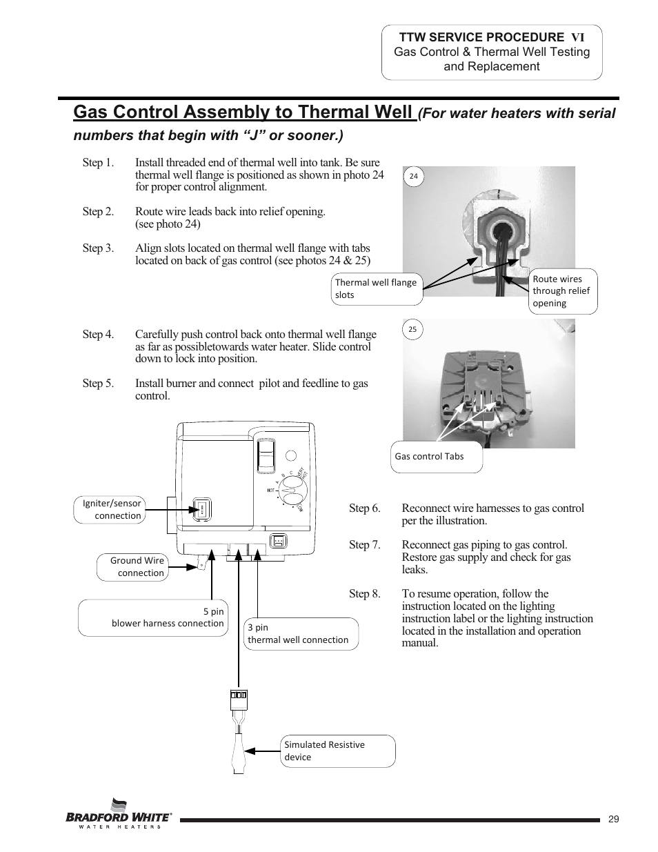 Gas control assembly to thermal well | Bradford White TW4-75S-76B-3X User Manual | Page 29 / 40