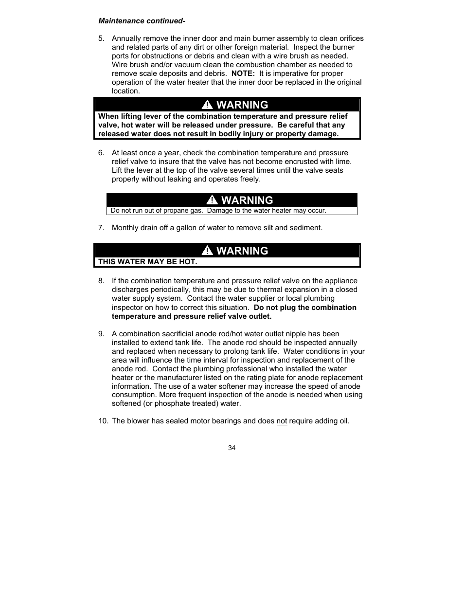 Warning | Bradford White TW4-75S-76B-3X User Manual | Page 34 / 40