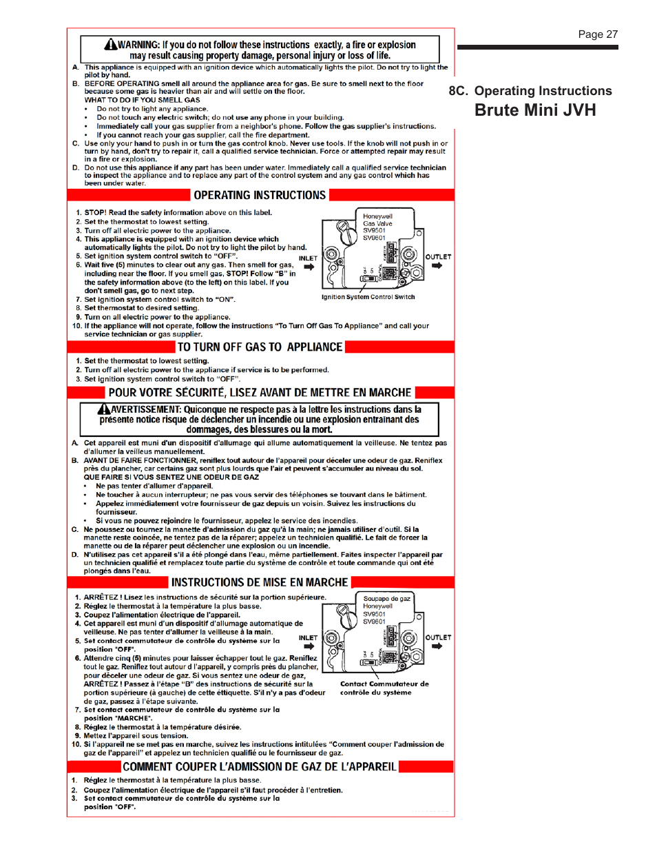 Brute mini jvh | Bradford White BJVS225 User Manual | Page 27 / 40