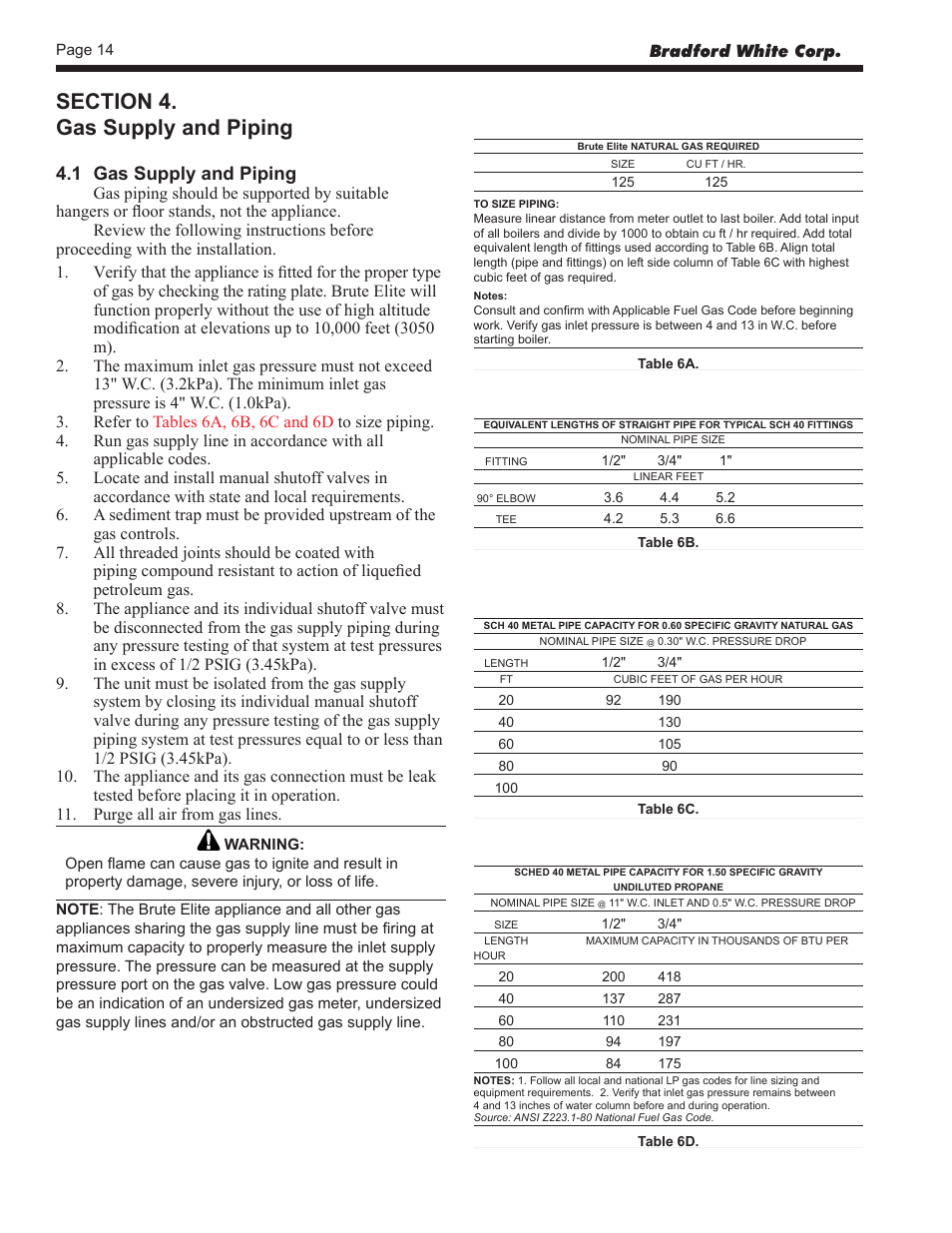 1 gas supply and piping | Bradford White BLMC125NA User Manual | Page 16 / 52