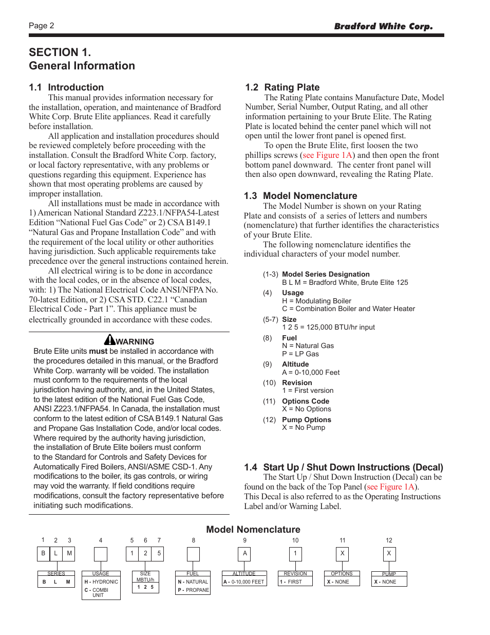 Bradford White BLMC125NA User Manual | Page 4 / 52