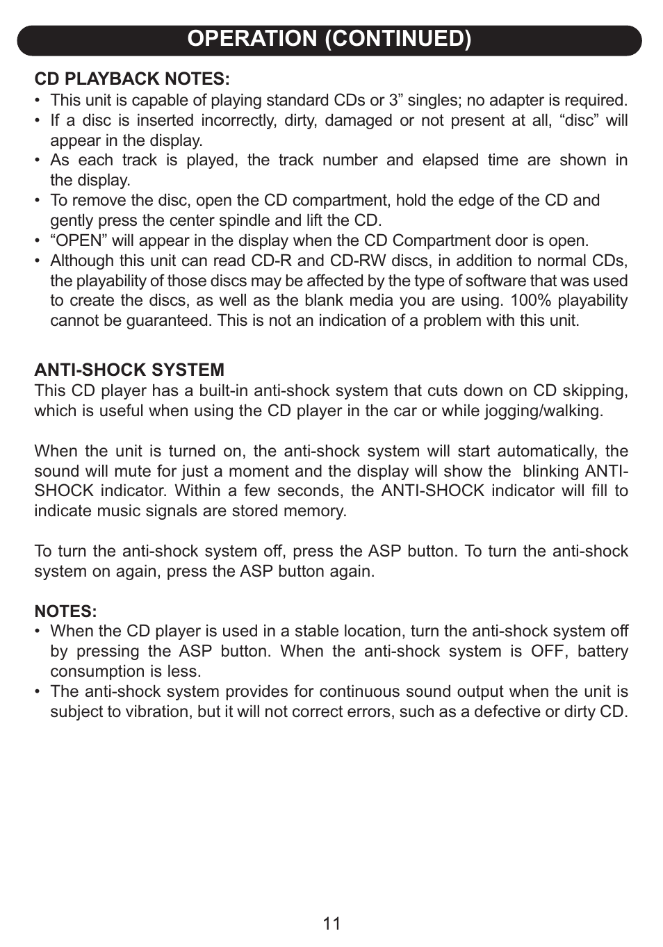 Operation (continued) | Emerson Radio Barbie TUNE BLOSSOM BAR100 User Manual | Page 12 / 21