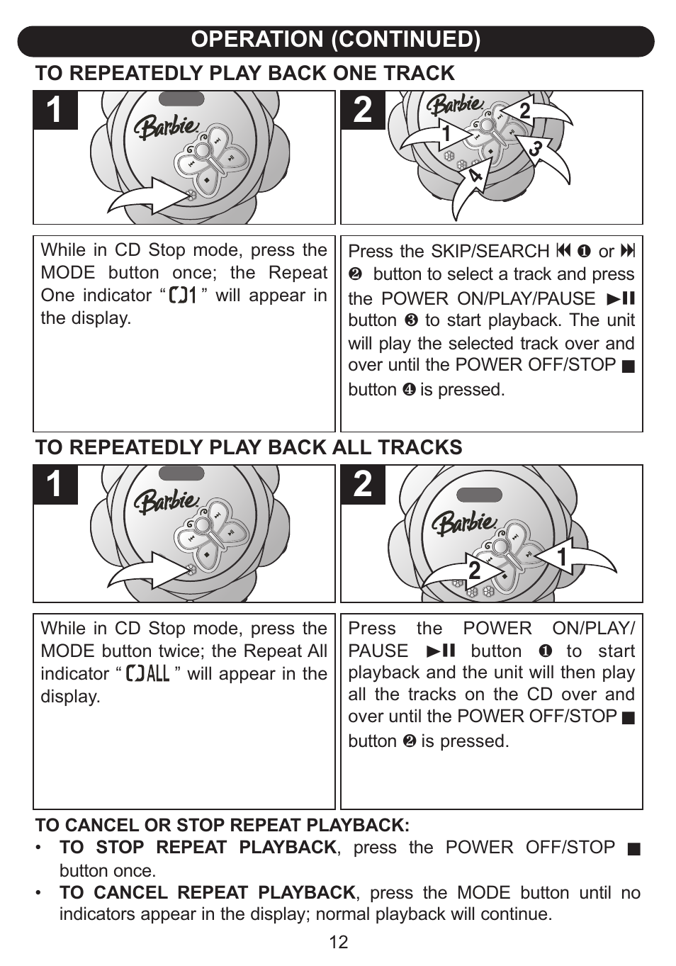 Emerson Radio Barbie TUNE BLOSSOM BAR100 User Manual | Page 13 / 21