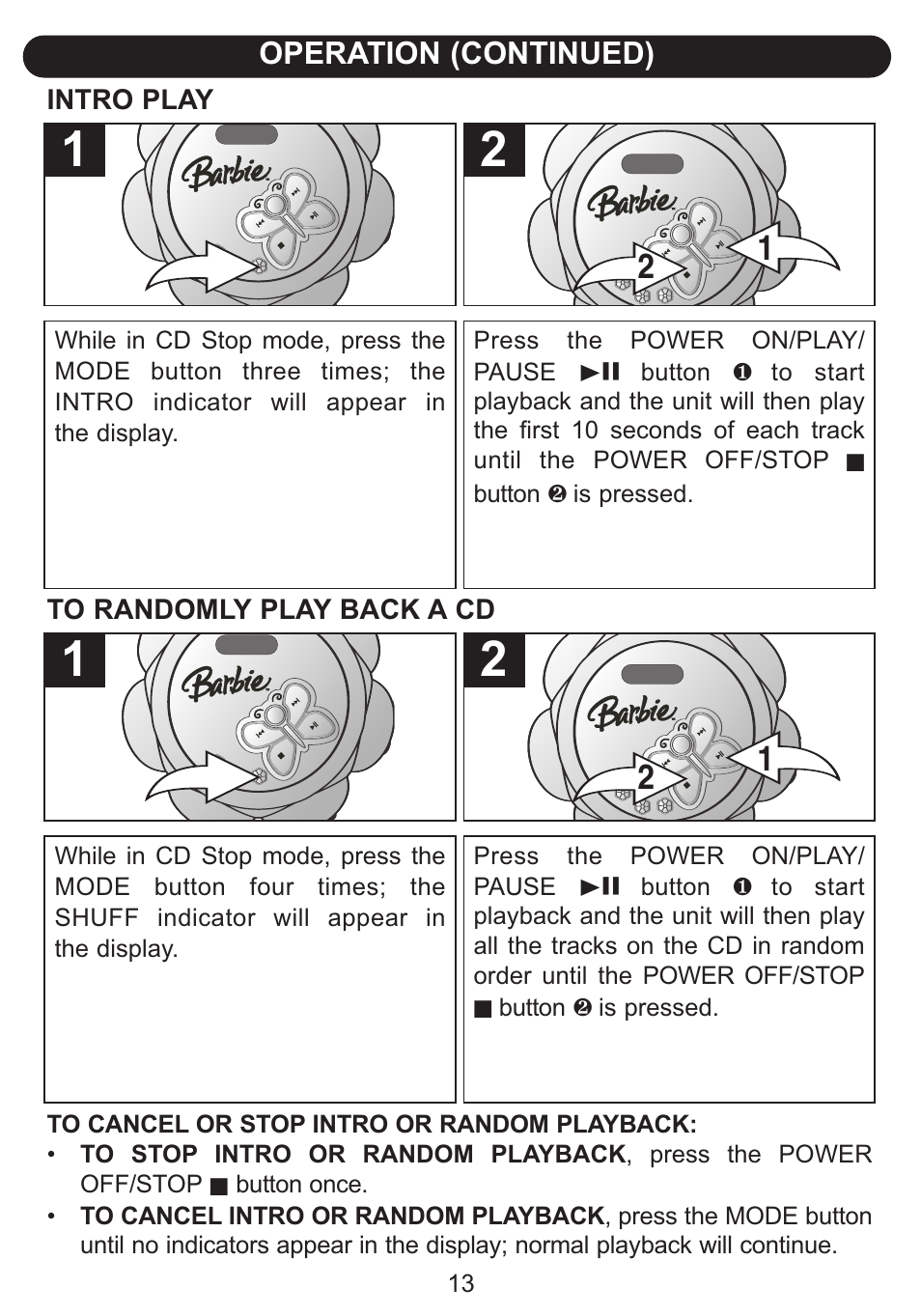 Emerson Radio Barbie TUNE BLOSSOM BAR100 User Manual | Page 14 / 21