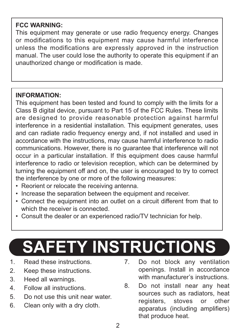 Safety instructions | Emerson Radio Barbie TUNE BLOSSOM BAR100 User Manual | Page 3 / 21