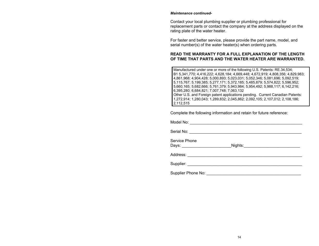 Bradford White M-2-WH30L6SS User Manual | Page 14 / 16