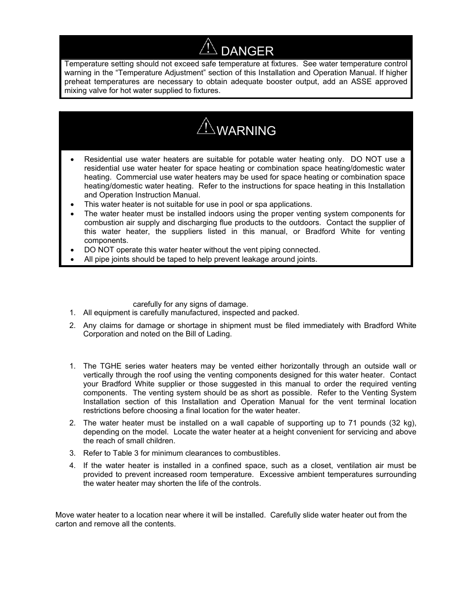 Warning, Danger | Bradford White TGHE-199I-N User Manual | Page 10 / 80