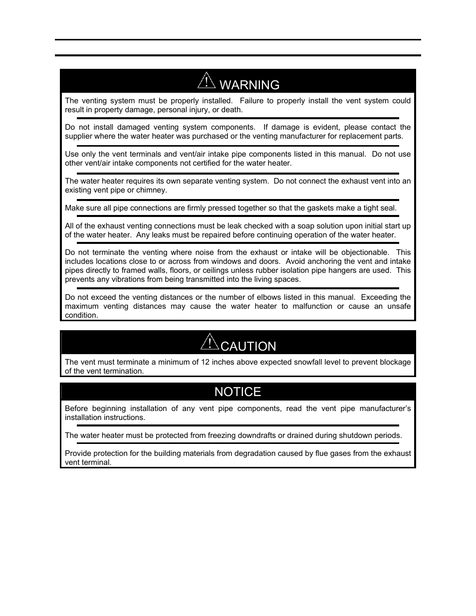 Warning, Caution, Notice | Bradford White TGHE-199I-N User Manual | Page 22 / 80
