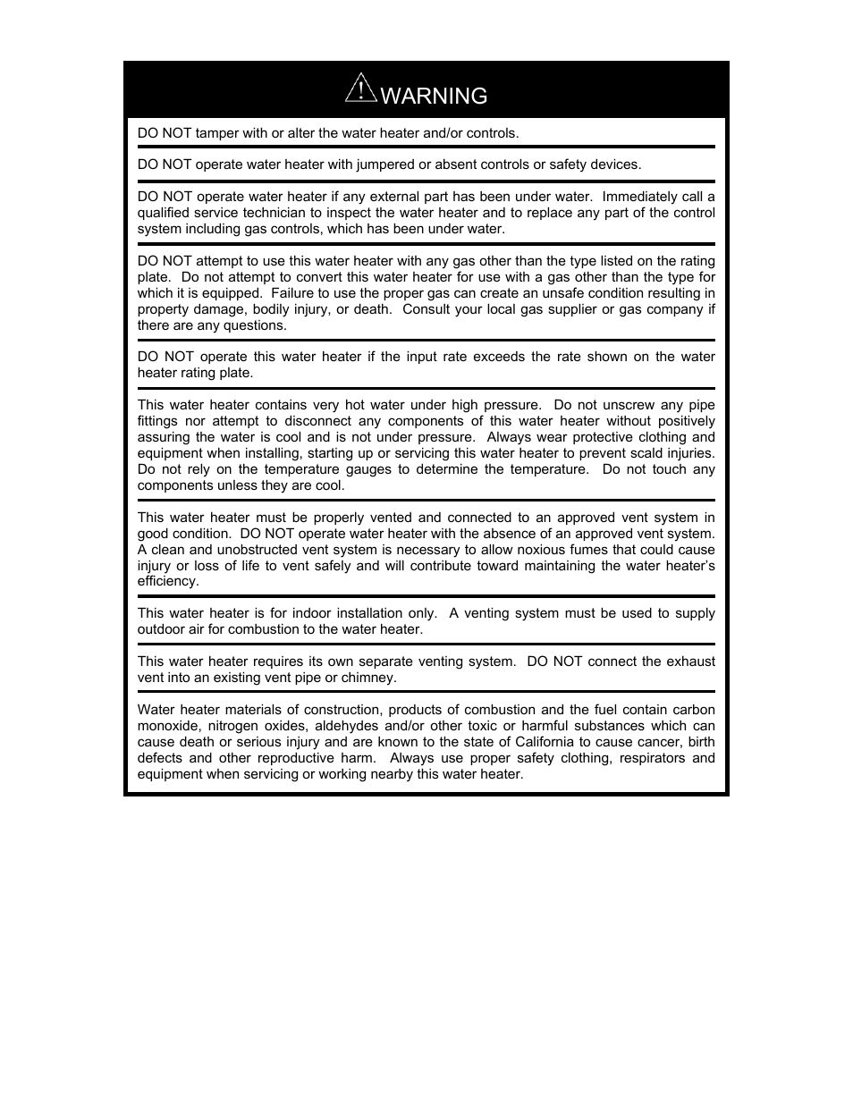 Warning | Bradford White TGHE-199I-N User Manual | Page 4 / 80
