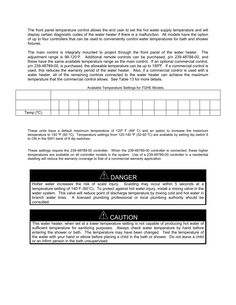 Danger, Caution | Bradford White TGHE-199I-N User Manual | Page 49 / 80