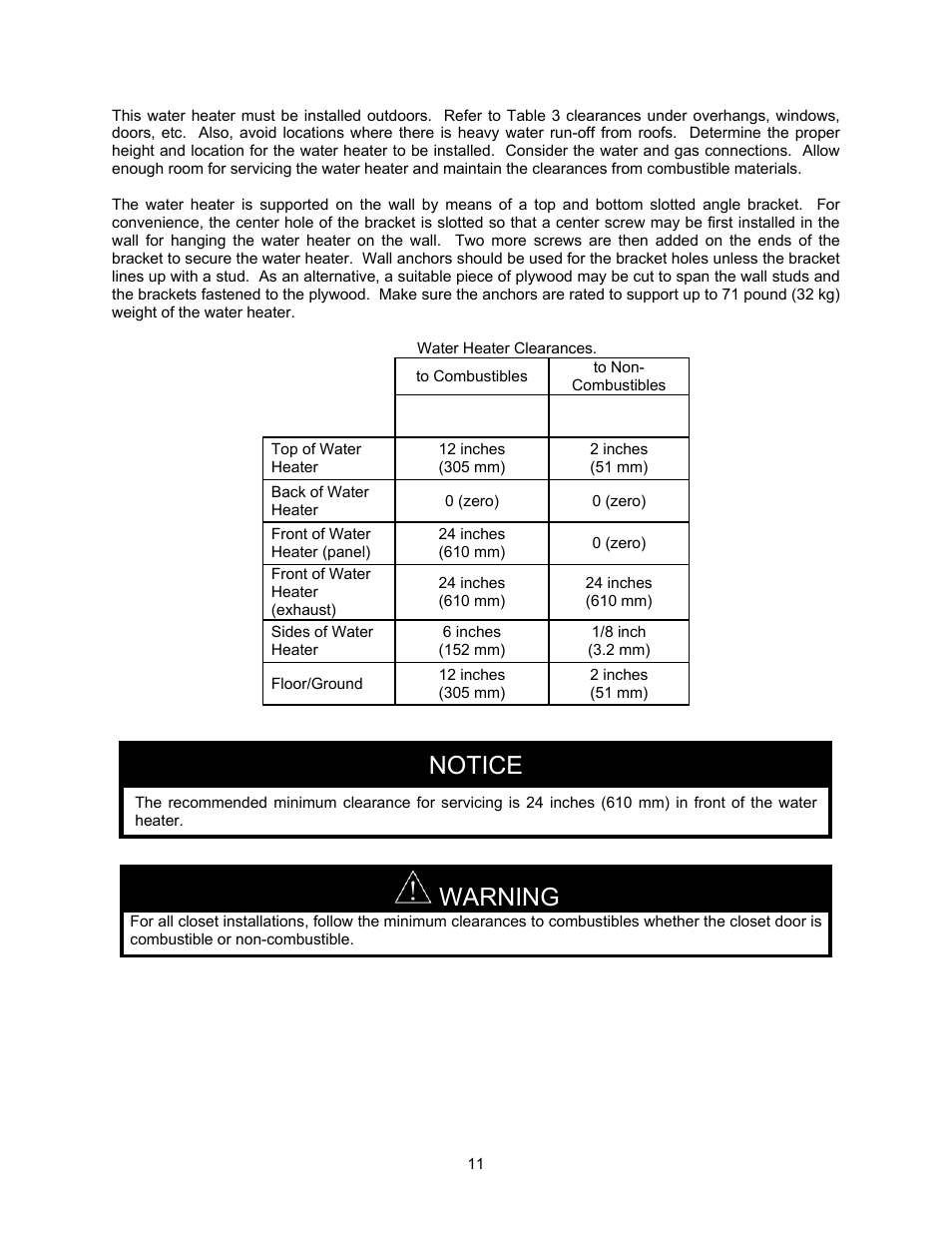 Warning, Notice | Bradford White TGHE-199E-N User Manual | Page 11 / 64