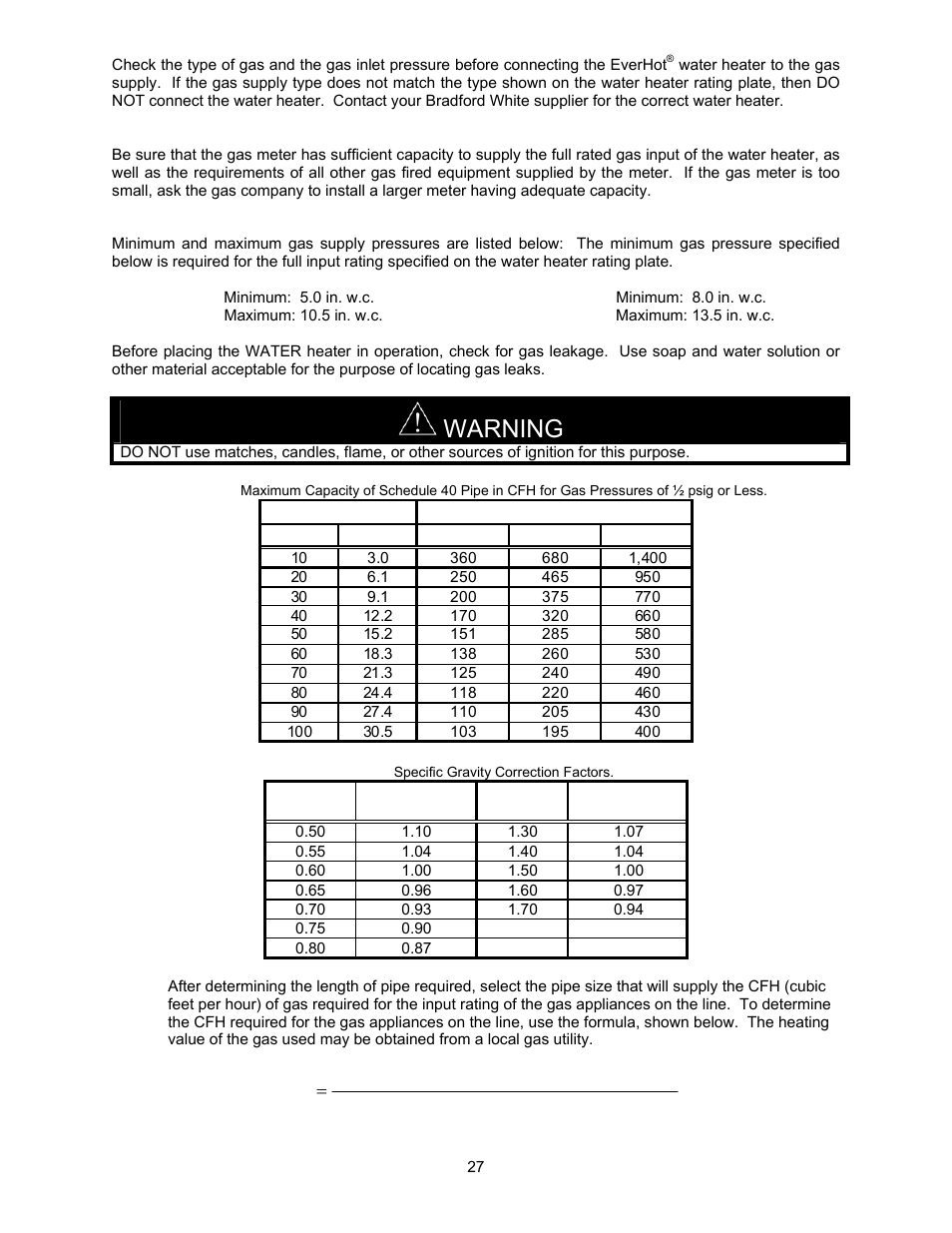 Warning | Bradford White TGHE-199E-N User Manual | Page 27 / 64