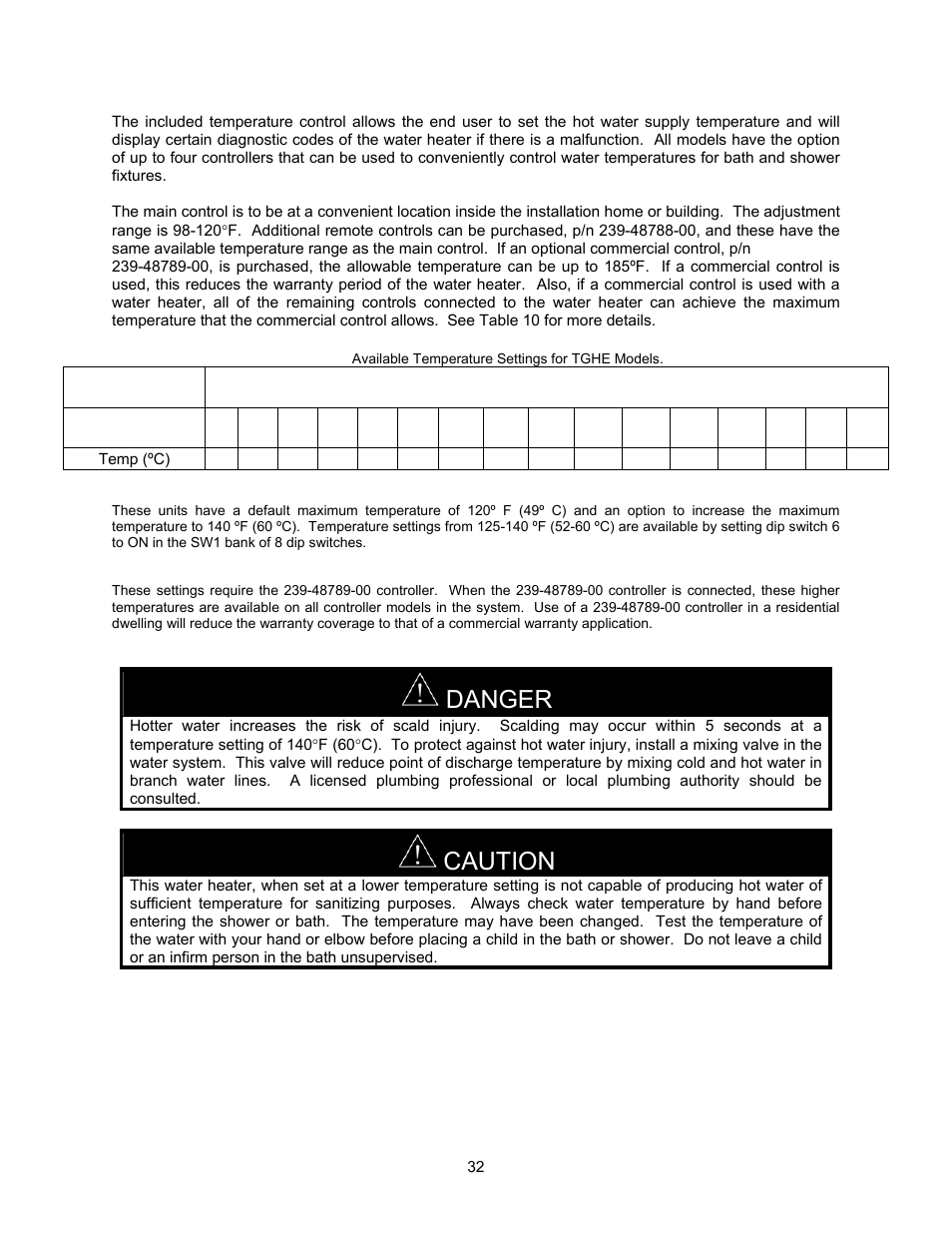 Danger, Caution | Bradford White TGHE-199E-N User Manual | Page 32 / 64