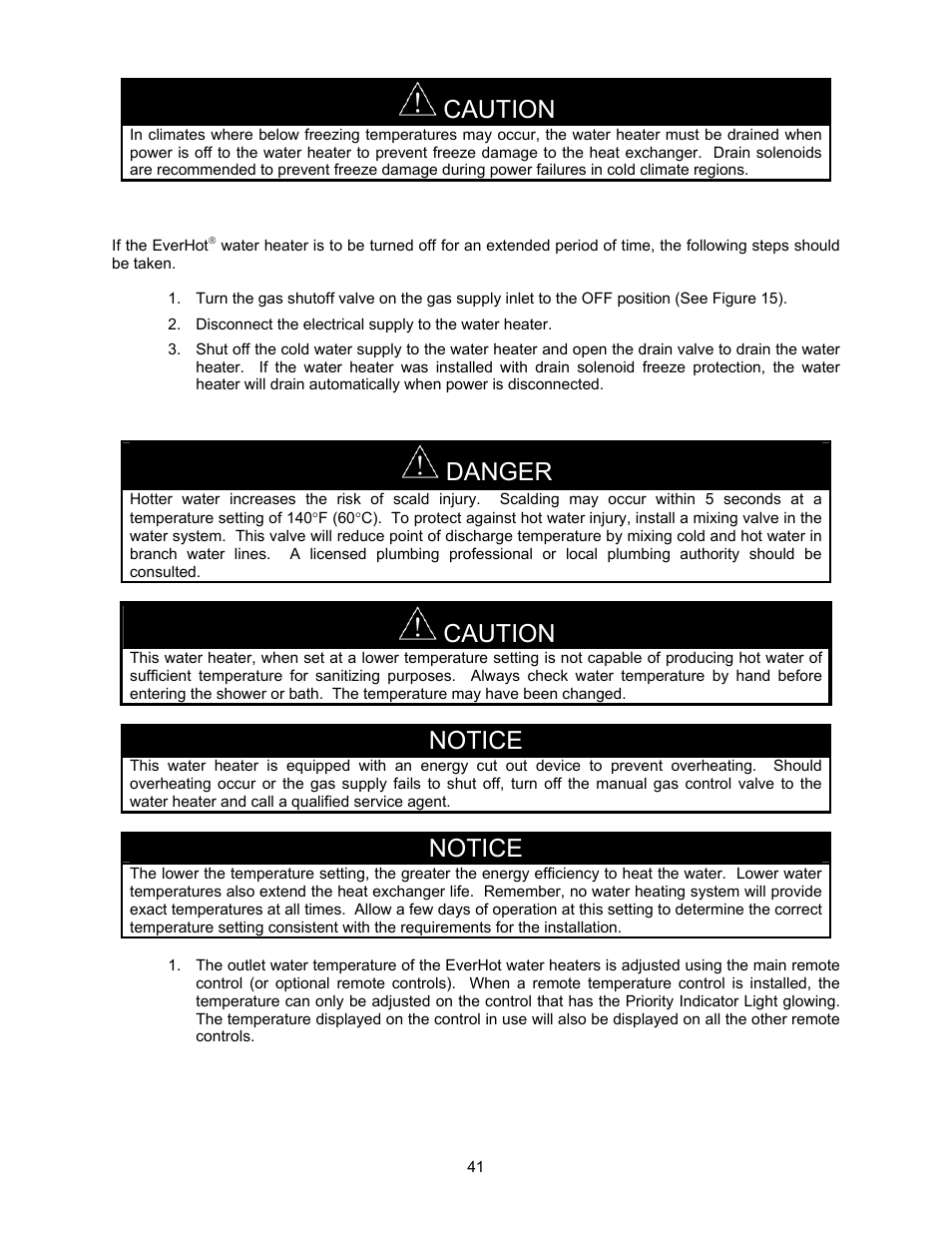 Caution, Danger, Notice | Bradford White TGHE-199E-N User Manual | Page 41 / 64