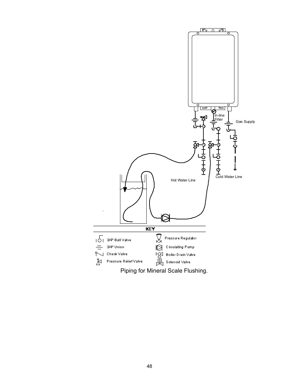 Figure 19. piping for mineral scale flushing | Bradford White TGHE-199E-N User Manual | Page 48 / 64