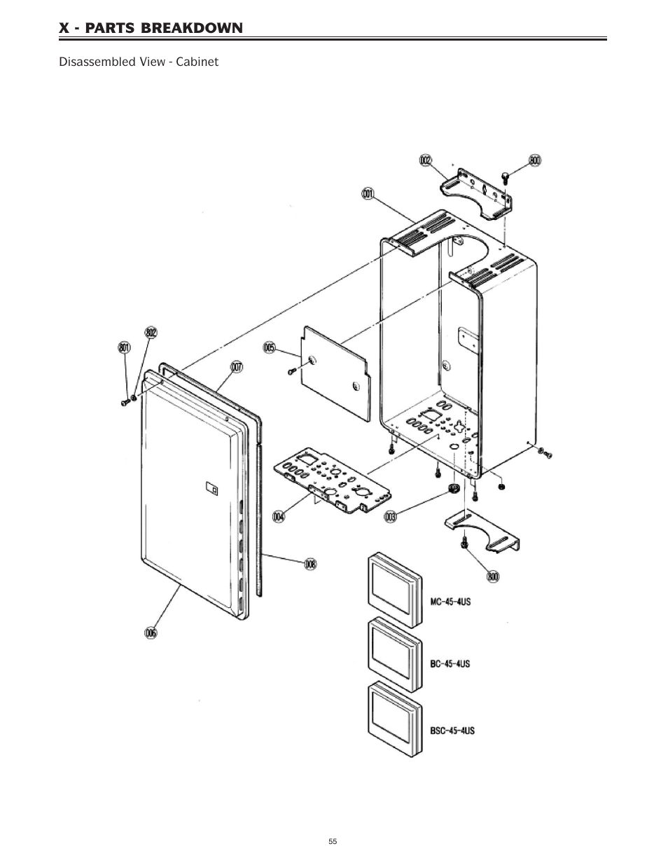 X - parts breakdown | Bradford White IGI-180R-10N User Manual | Page 55 / 64