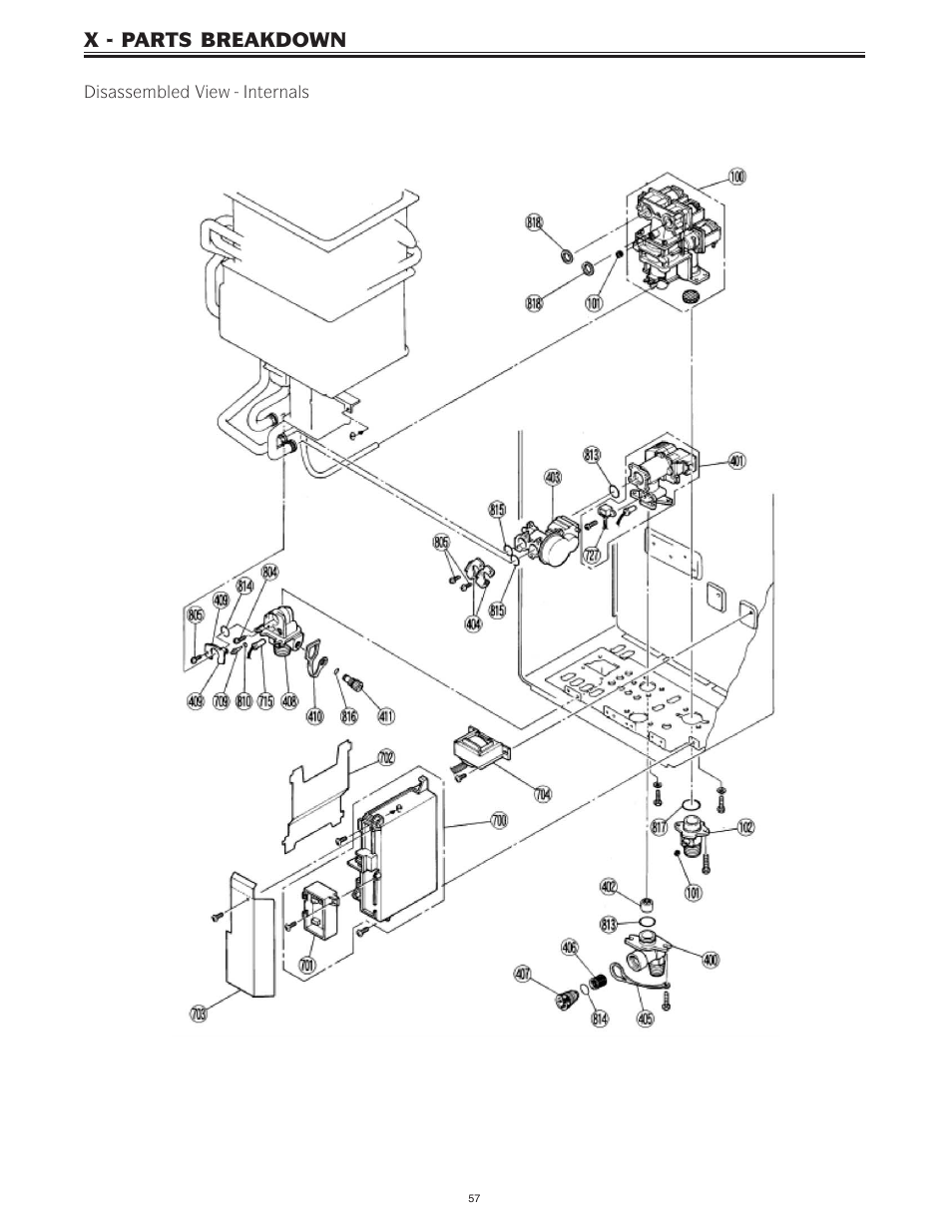 X - parts breakdown | Bradford White IGI-180R-10N User Manual | Page 57 / 64