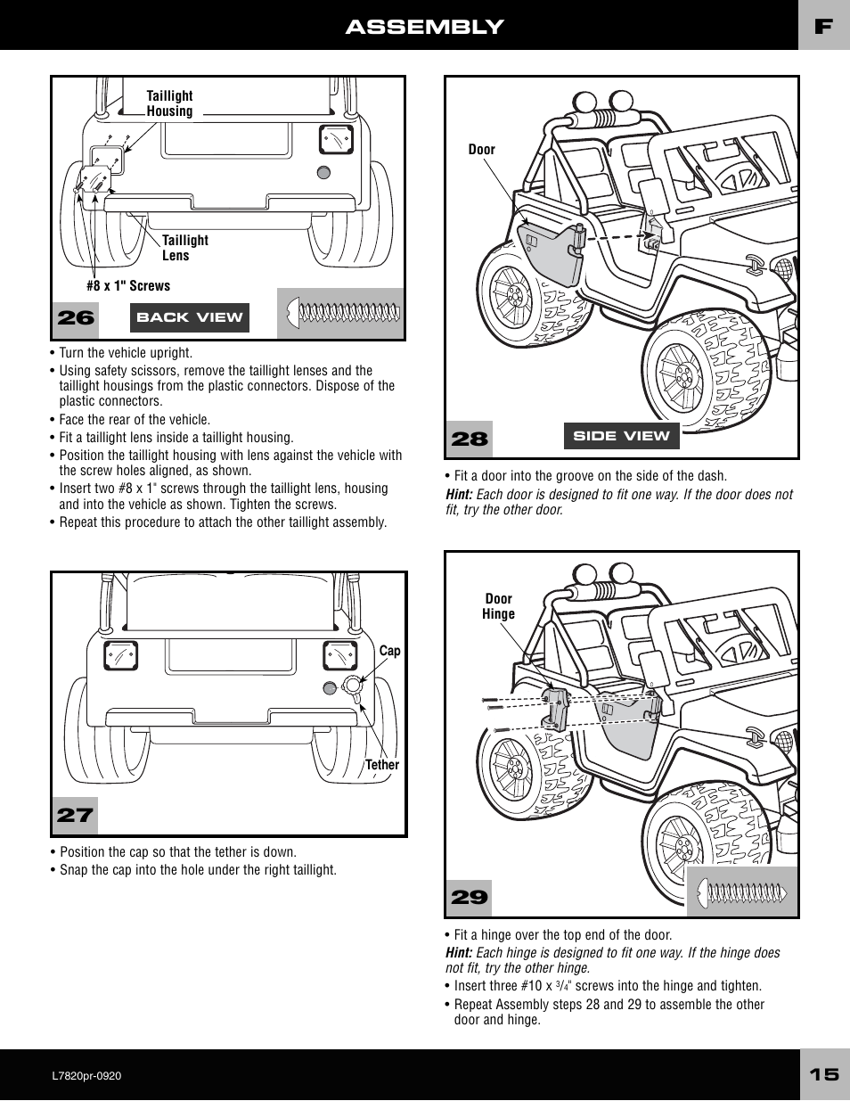 Assembly | Barbie L7820 User Manual | Page 15 / 28