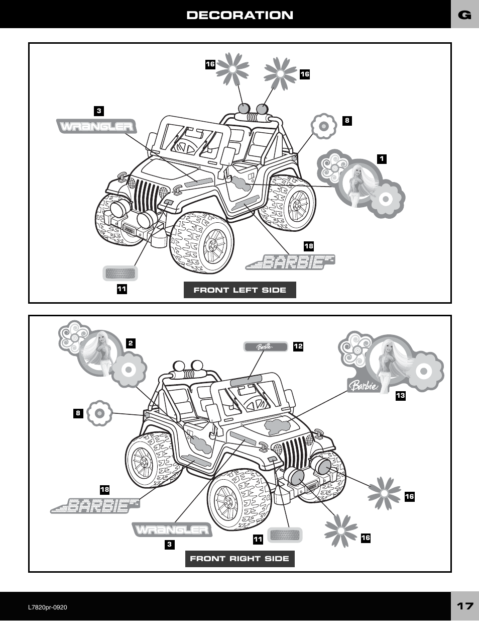 Decoration | Barbie L7820 User Manual | Page 17 / 28