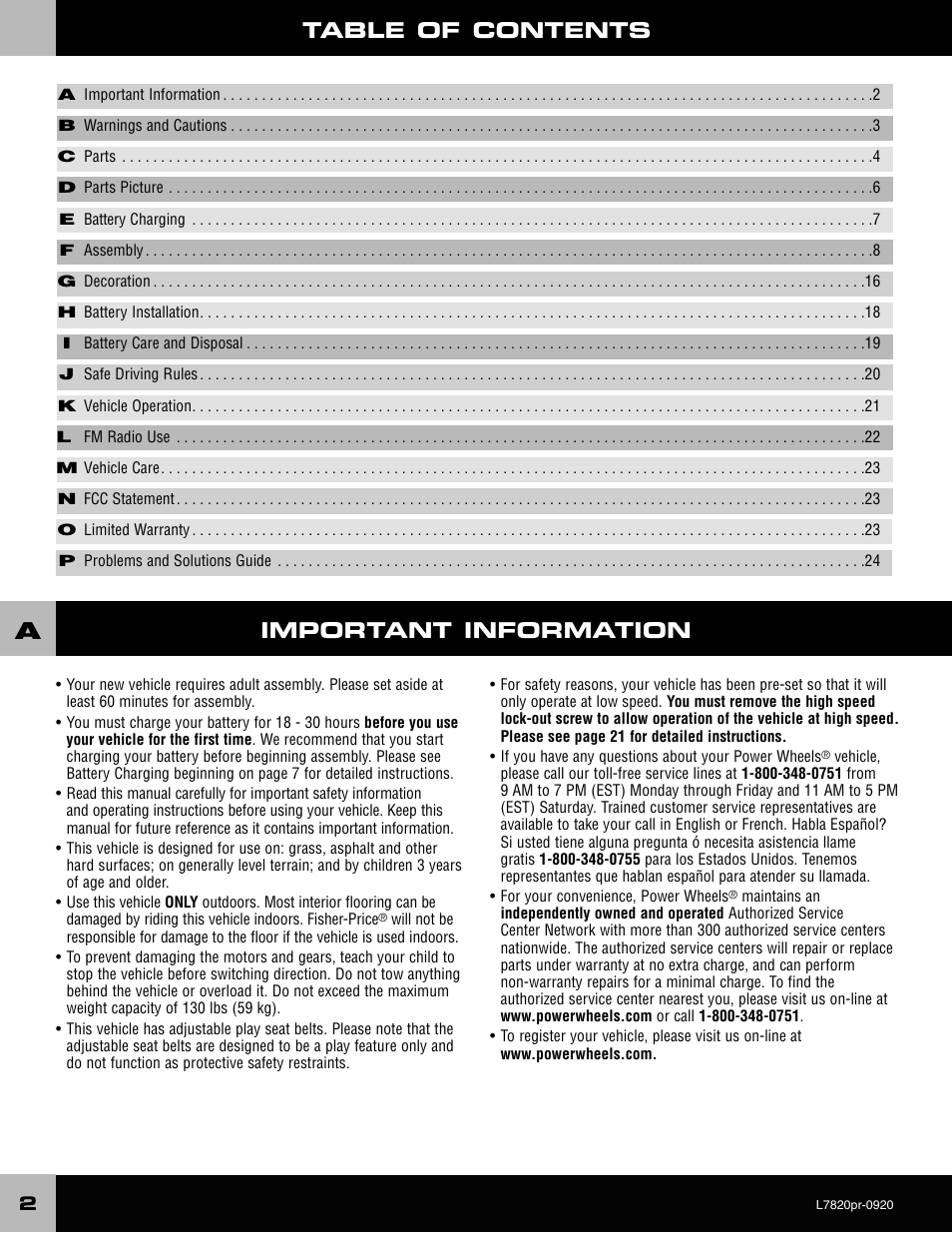 Barbie L7820 User Manual | Page 2 / 28