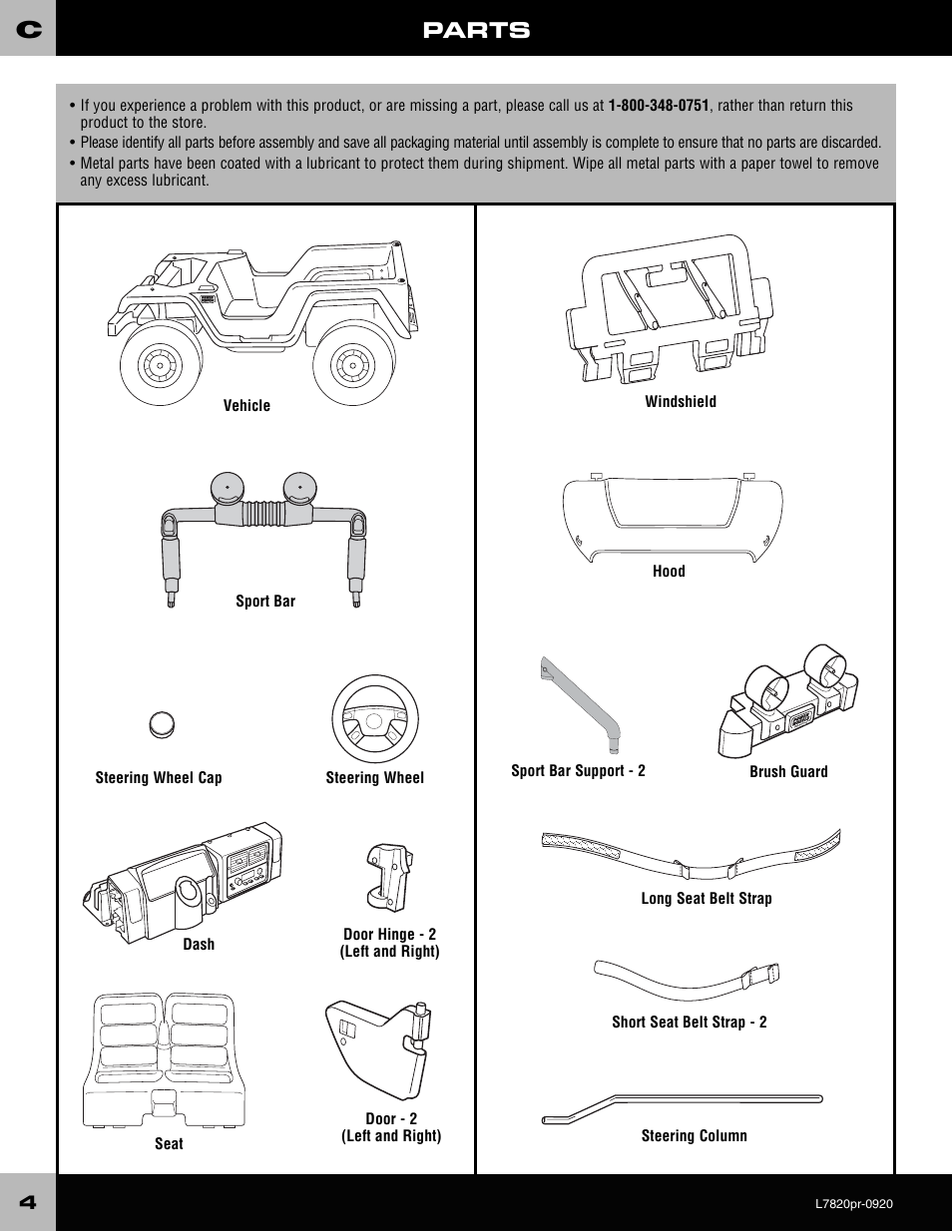 Parts | Barbie L7820 User Manual | Page 4 / 28