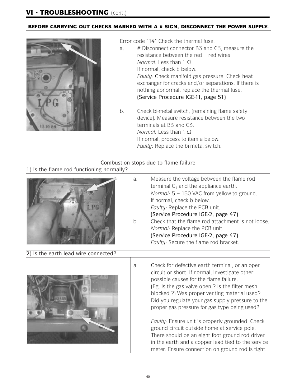 Vi - troubleshooting | Bradford White IGE-199R-10N User Manual | Page 40 / 60