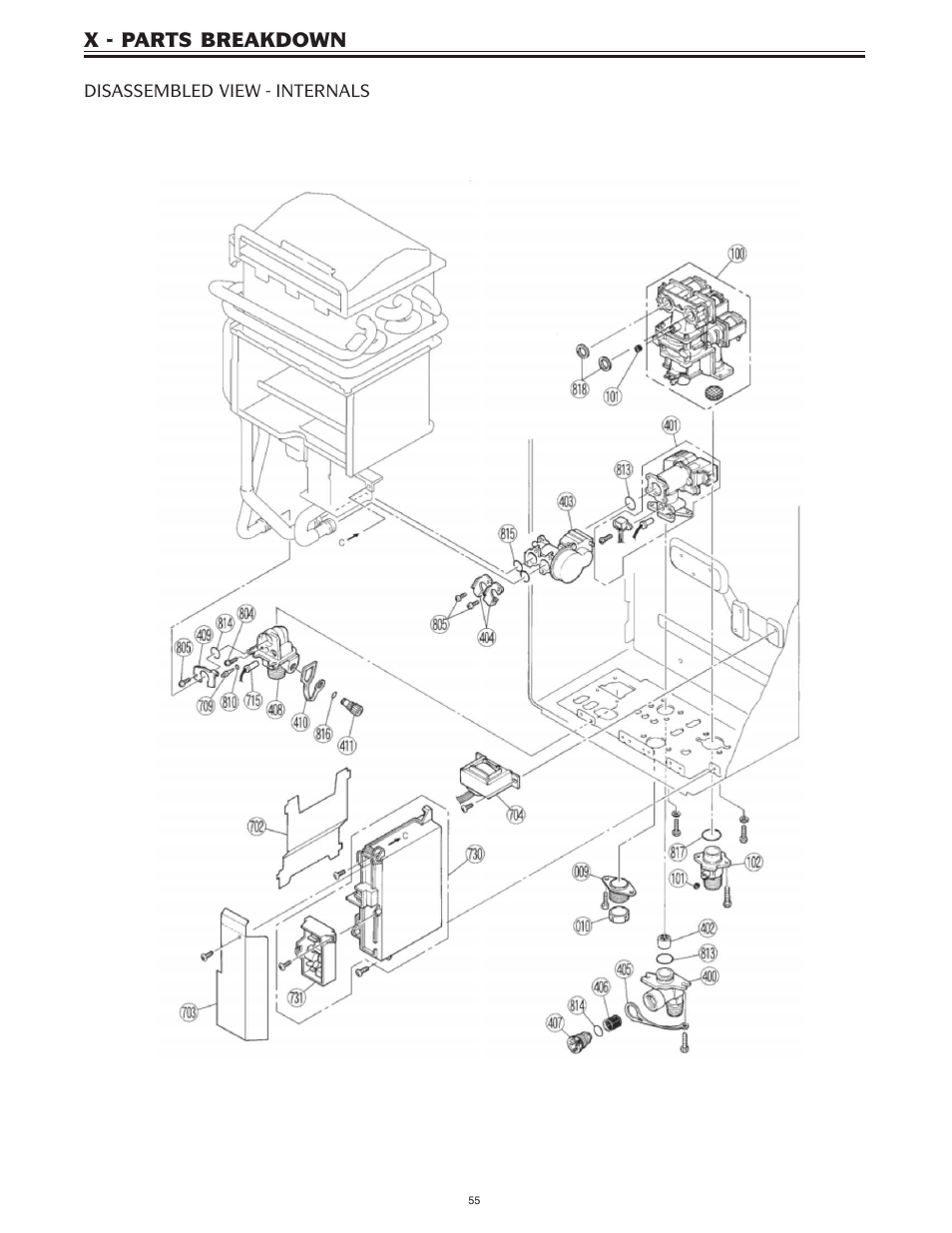 X - parts breakdown | Bradford White IGE-199R-10N User Manual | Page 55 / 60