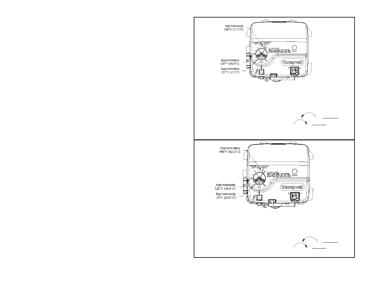 Figure 4, Figure 5, Thermostat adjustment - honeywell gas control | Bradford White C-DW2-75T10BN User Manual | Page 20 / 28