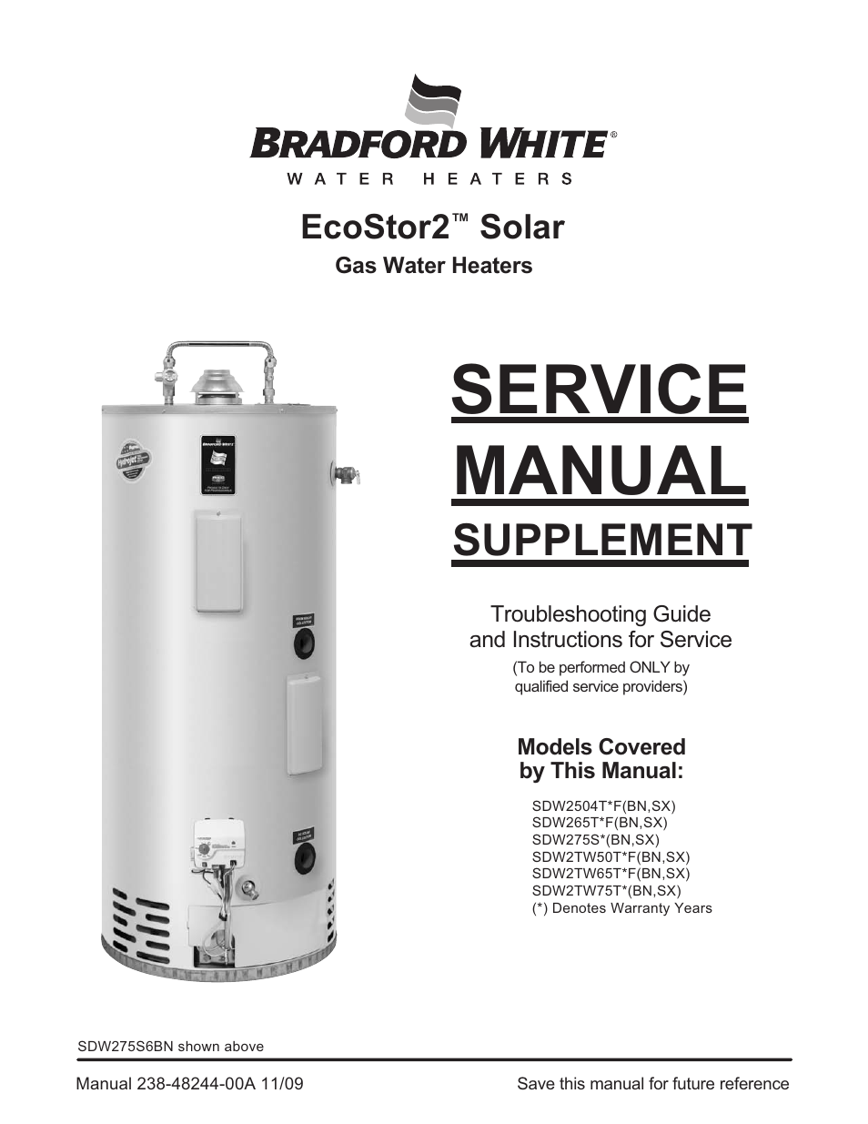 Bradford White S-DW2-TW-75T6BN User Manual | 16 pages