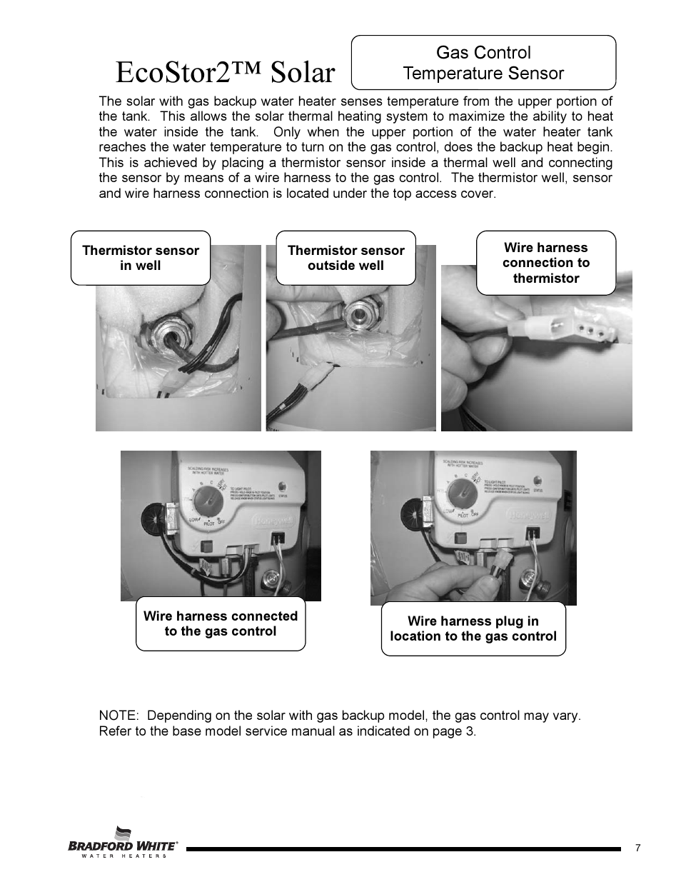 Ecostor2™ solar, Gas control temperature sensor | Bradford White S-DW2-TW-75T6BN User Manual | Page 7 / 16