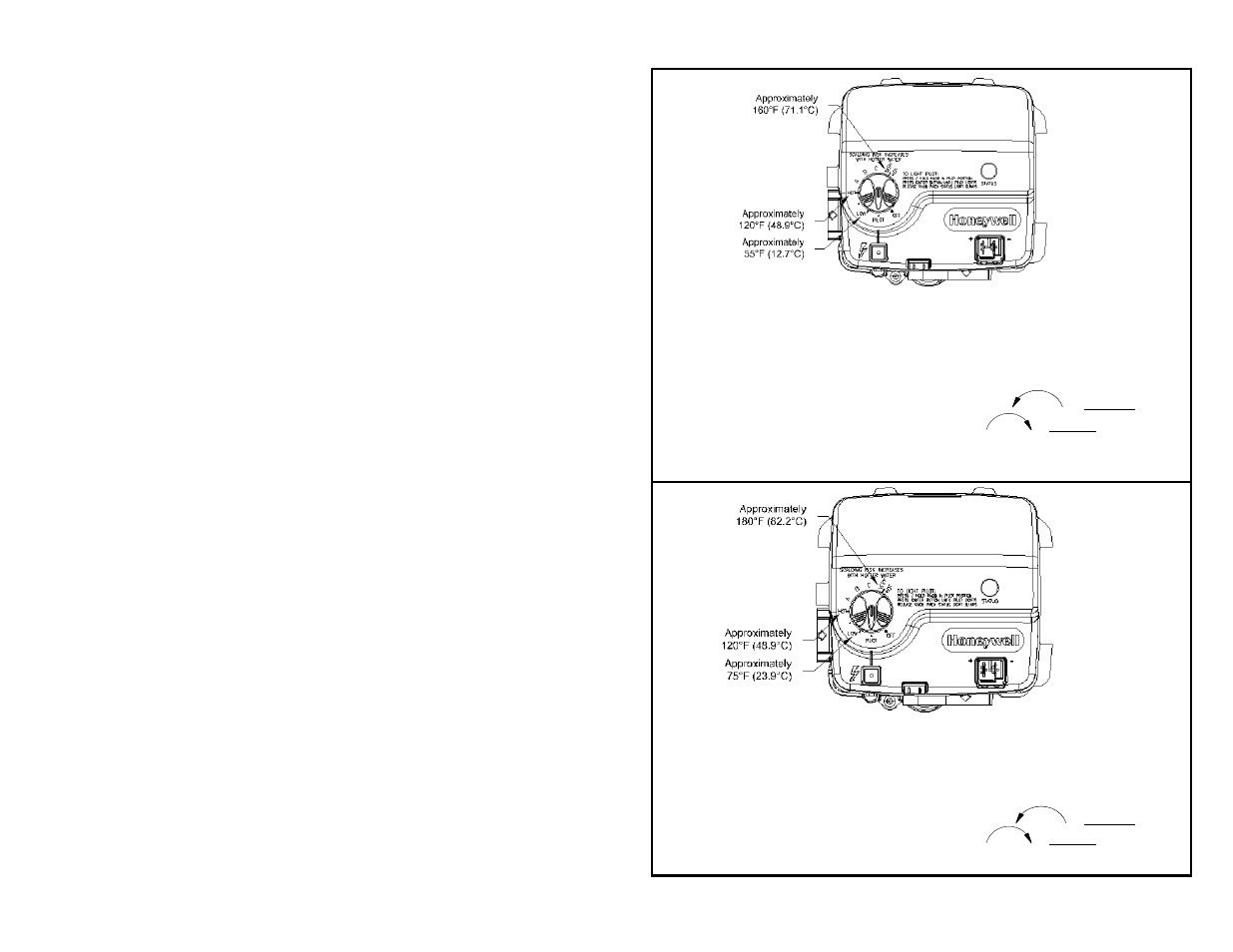 Figure 4, Figure 5, Thermostat adjustment - honeywell gas control | Bradford White S-2-100T6BN User Manual | Page 20 / 28