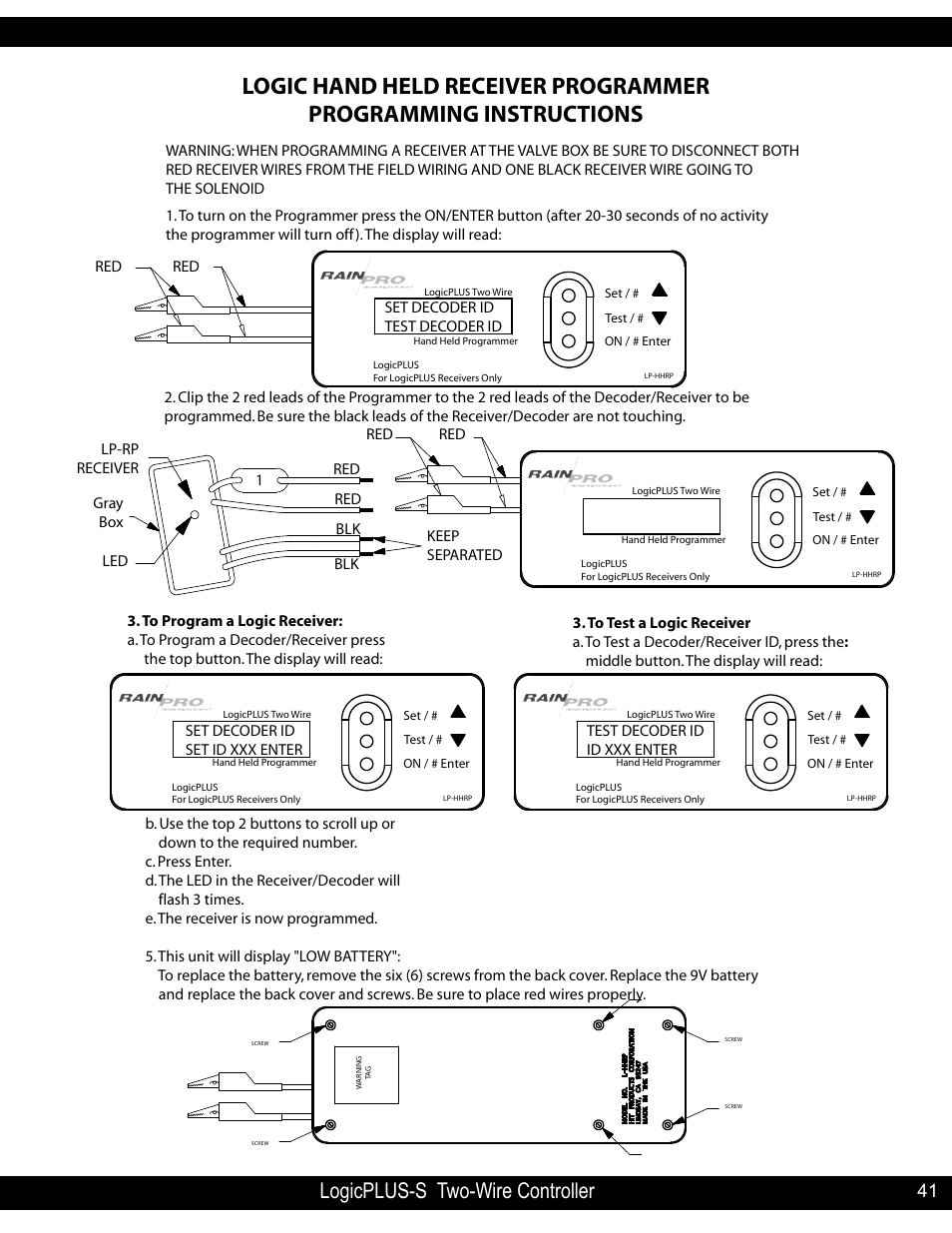 Logicplus-s two-wire controller | Hit Products LogicPLUS S 42/128 User Manual | Page 41 / 45