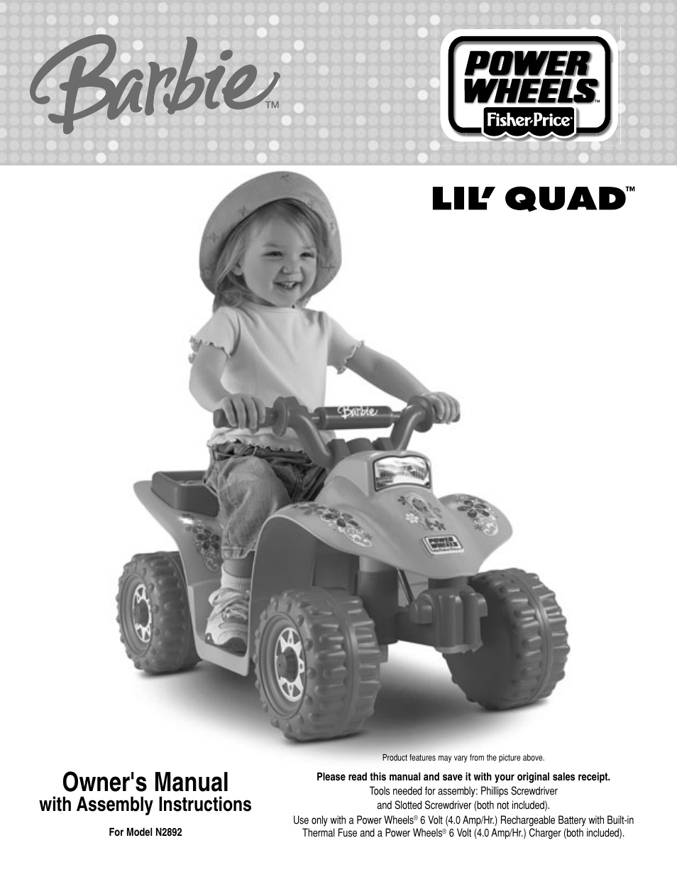 Barbie LIL' QUAD N2892 User Manual | 20 pages