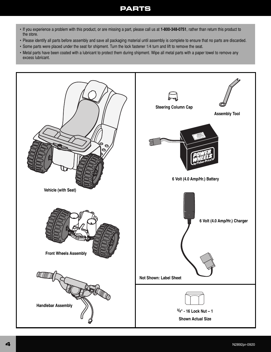 Parts | Barbie LIL' QUAD N2892 User Manual | Page 4 / 20