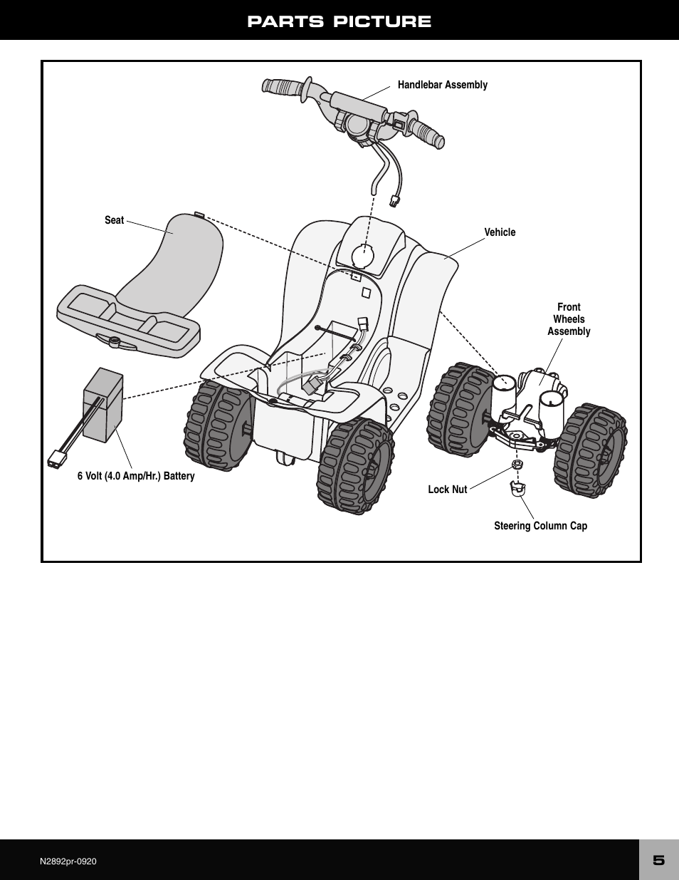 Parts picture | Barbie LIL' QUAD N2892 User Manual | Page 5 / 20