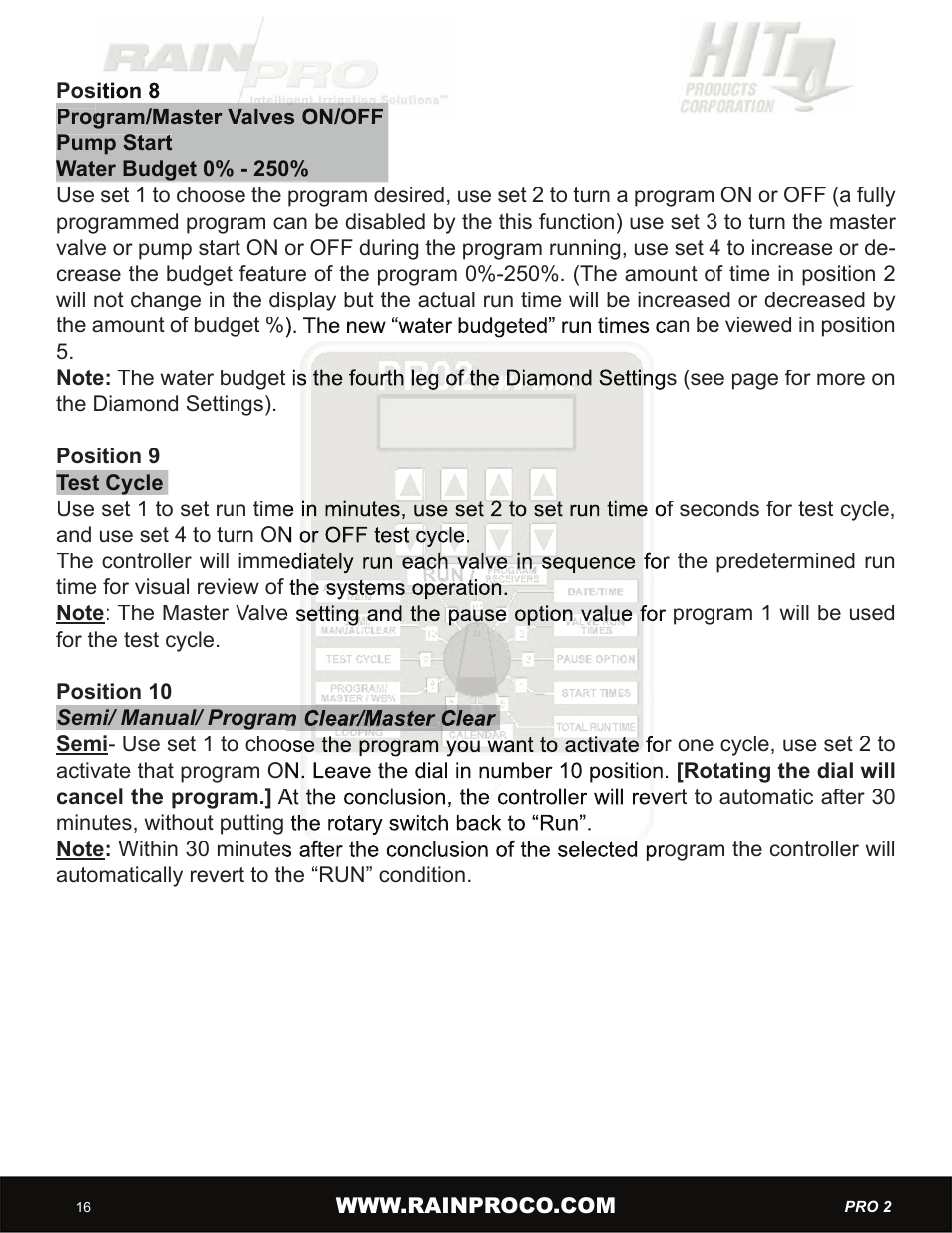 Hit Products Pro-Two User Manual | Page 18 / 28