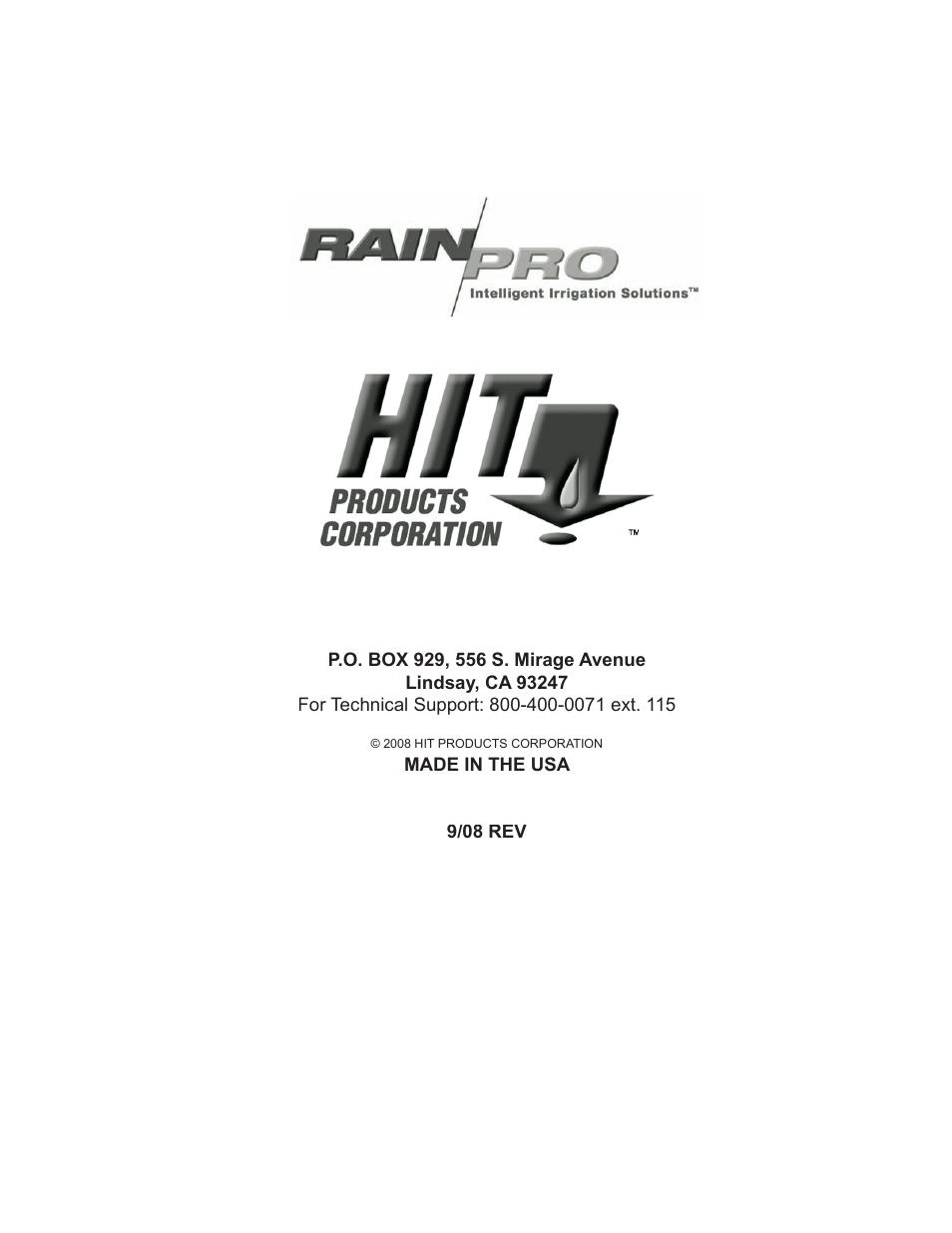 Hit Products Pro-Two User Manual | Page 28 / 28