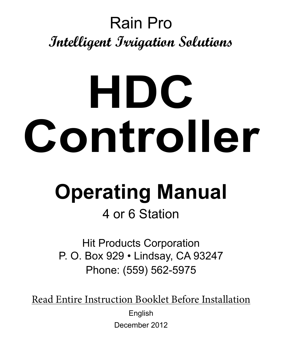 Hit Products HDC Controller User Manual | 24 pages