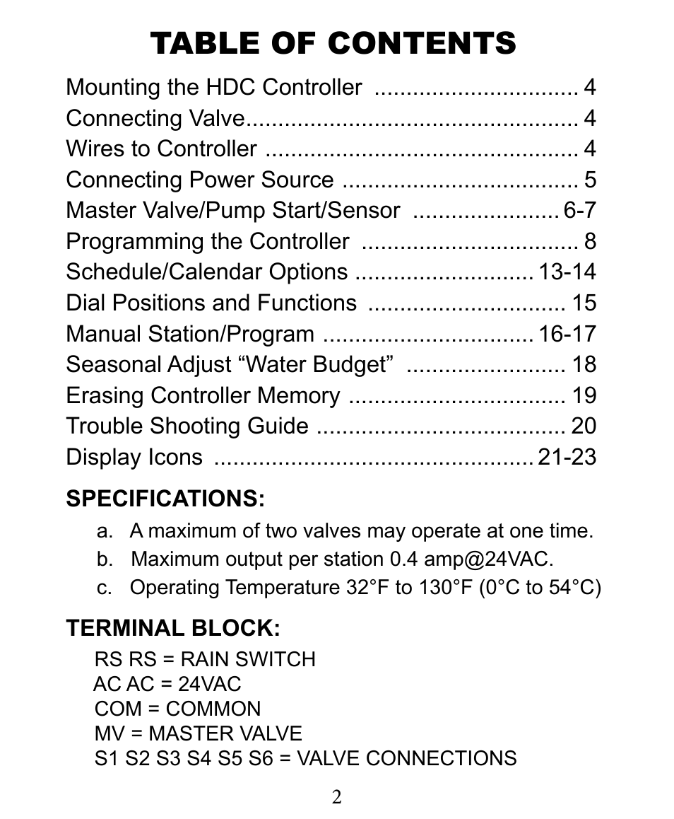 Hit Products HDC Controller User Manual | Page 2 / 24
