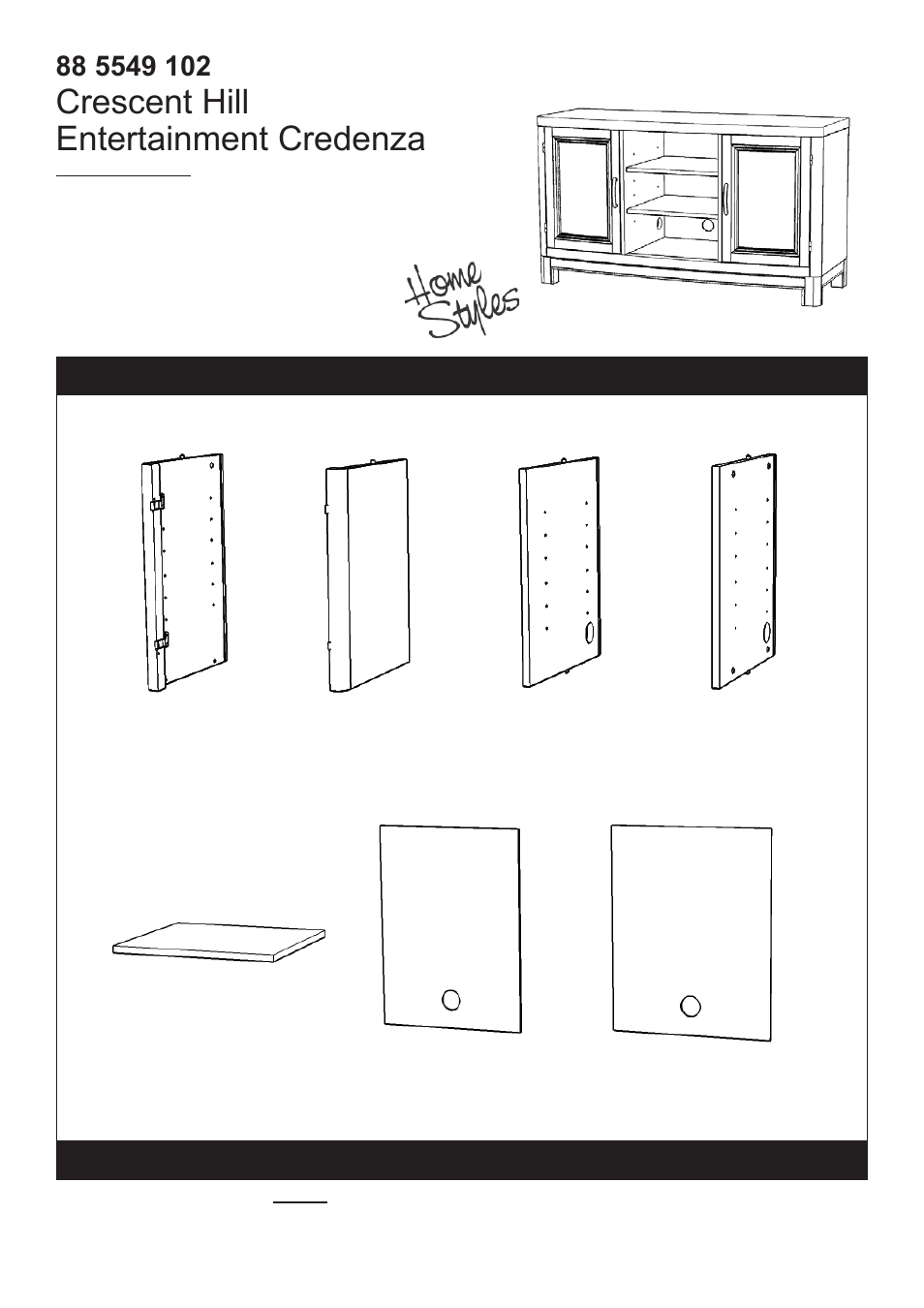 Part list, Crescent hill entertainment credenza | Home Styles 5549-10 User Manual | Page 2 / 5