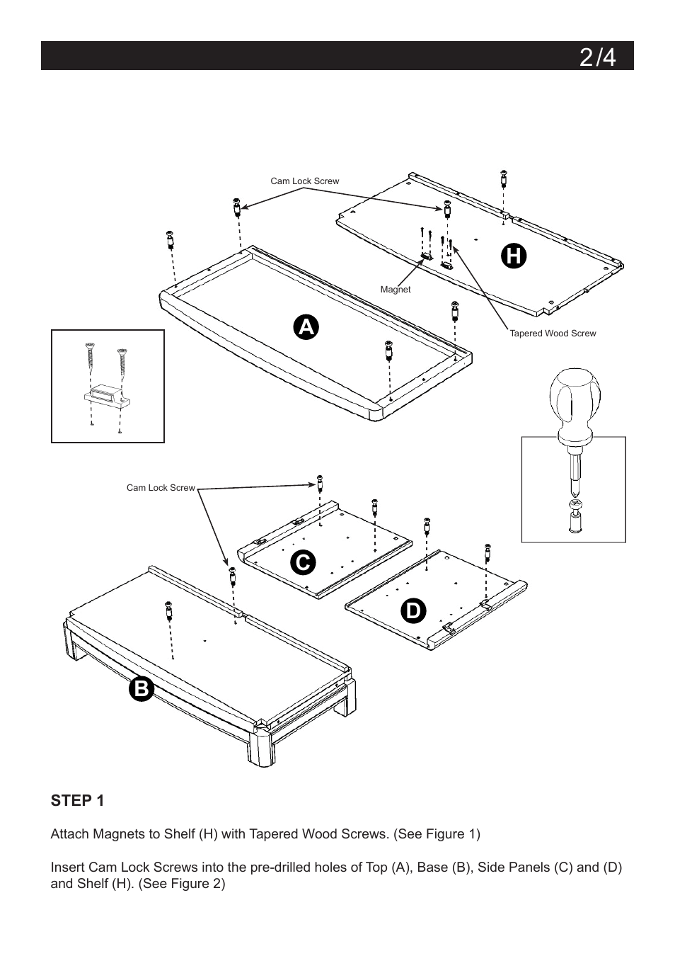 Assembly instructions 2, Dc b a h | Home Styles 5549-09 User Manual | Page 2 / 4