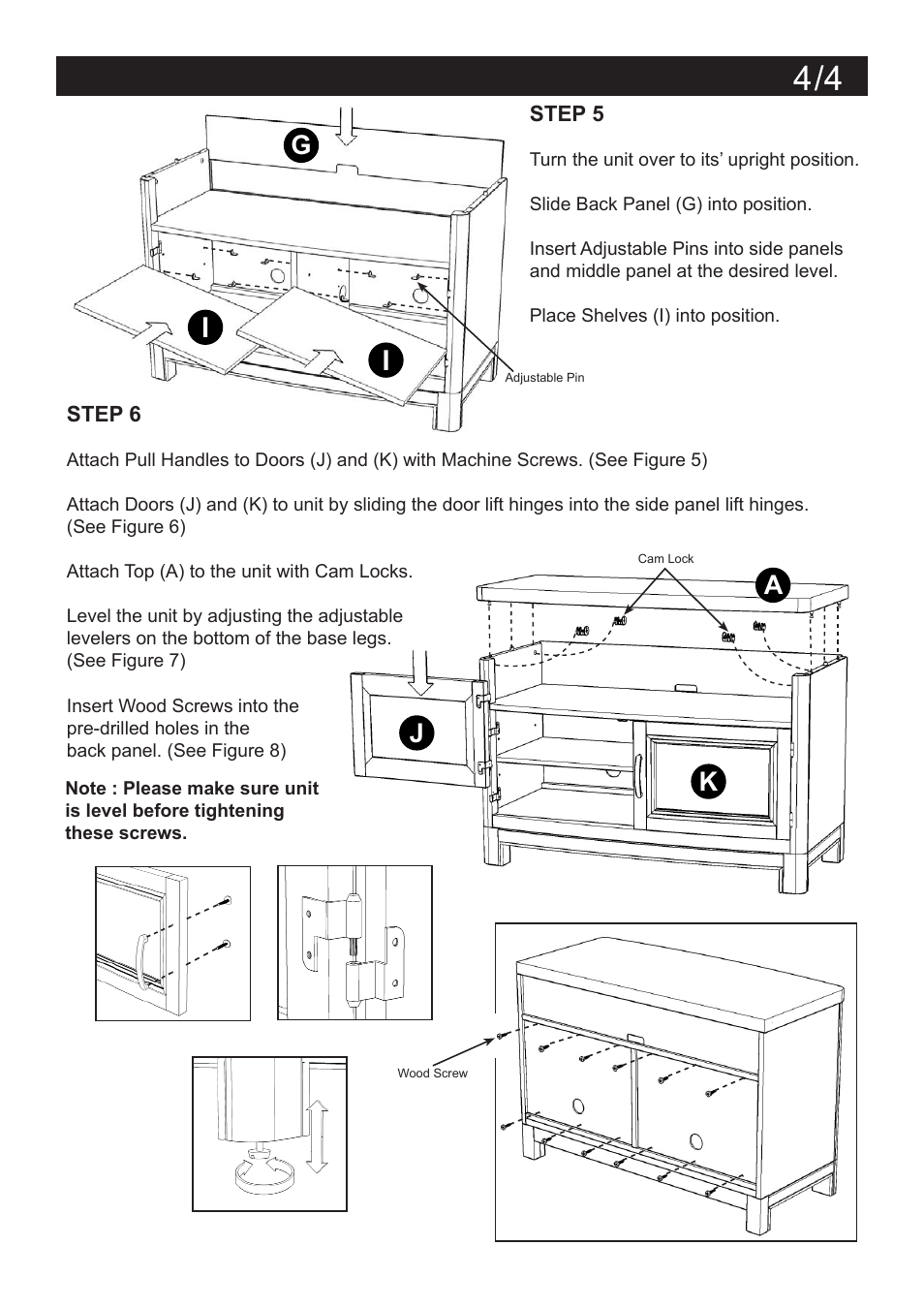 Assembly instructions 4, Ga j k | Home Styles 5549-09 User Manual | Page 4 / 4