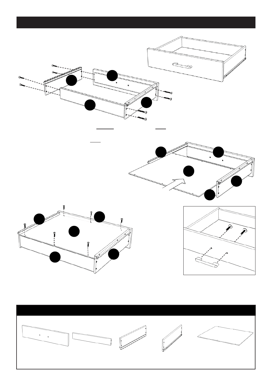 Drawer (h), Assembly instructions 4, Part list | Home Styles 5516-06 User Manual | Page 4 / 4